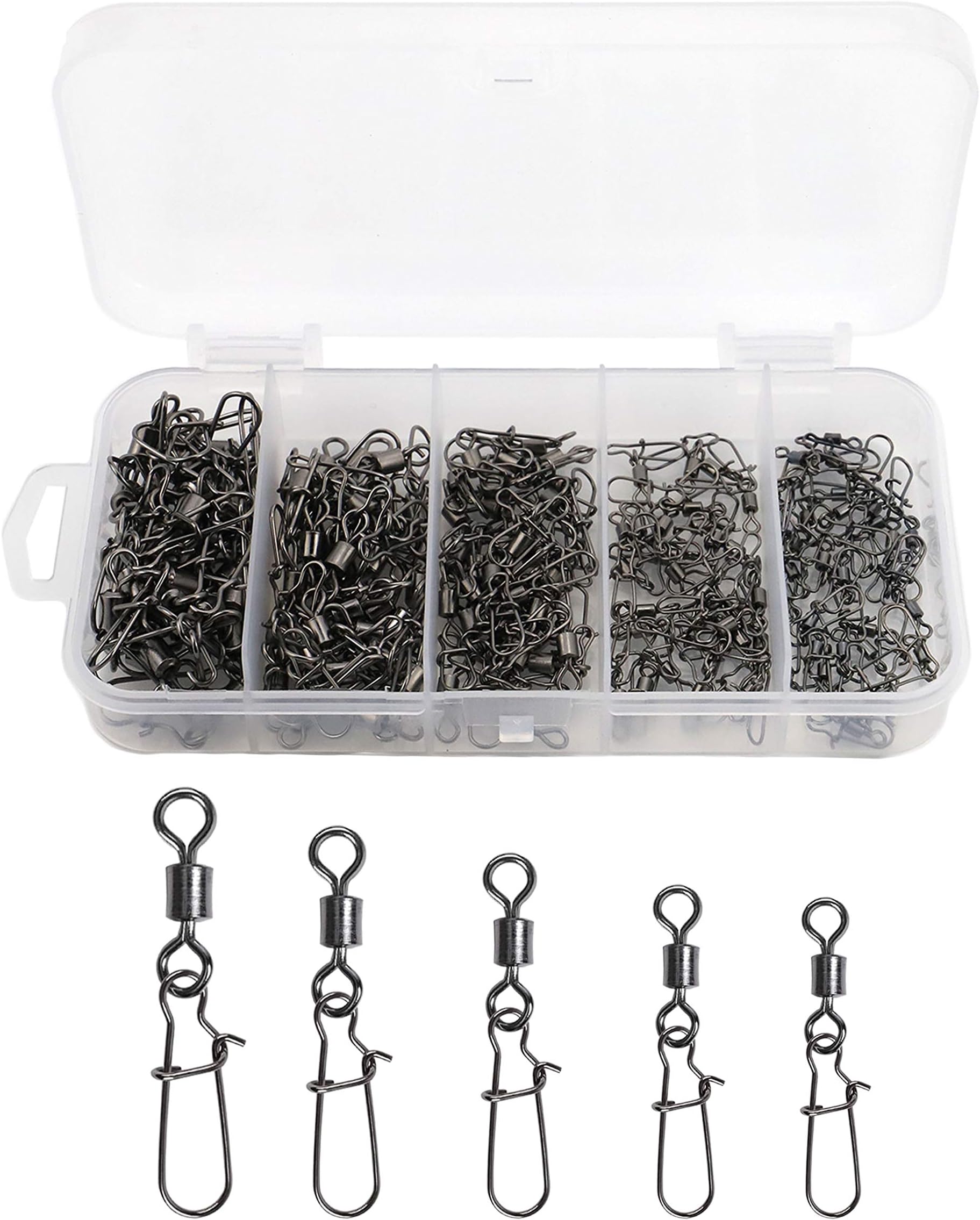 Fishing Swivels Snaps Set, Rolling Bearing Swivel with Duo Lock Snap Connector for Saltwater Freshwater Fishing
