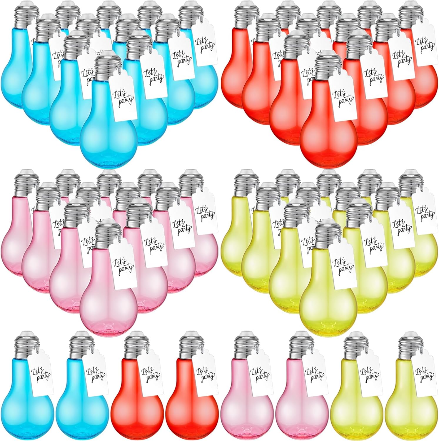 48 Pieces 100 ML Plastic Light Bulb Jars with Graduation