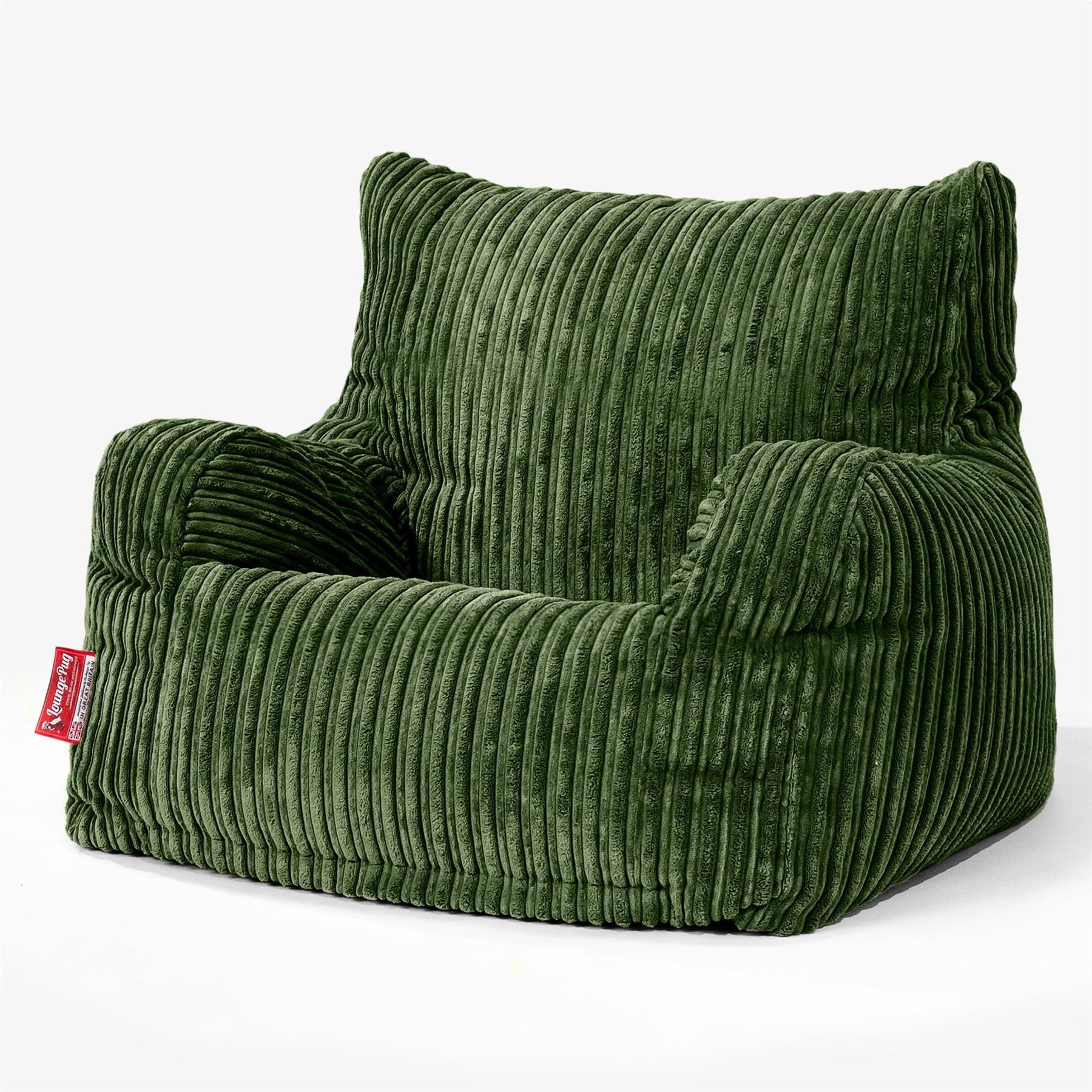 Lounge Pug Cord Fabric Armchair Bean Bag for Living Room Lounge - Adult Beanbag Chair - Corduory Forest Green