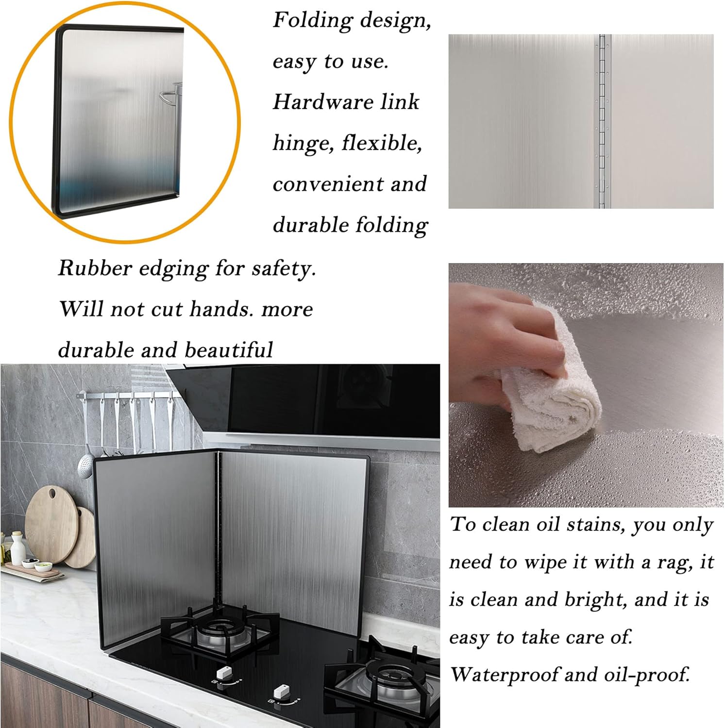 2 Sided Nonstick Oil Splatter Guard,2PCS Stainless Steel Oil Splatter Guard Sheet,Foldable Splatter Proof Baffle Stove Heat Insulation Sheet for Cooking Frying Stove Top Splatter Screens