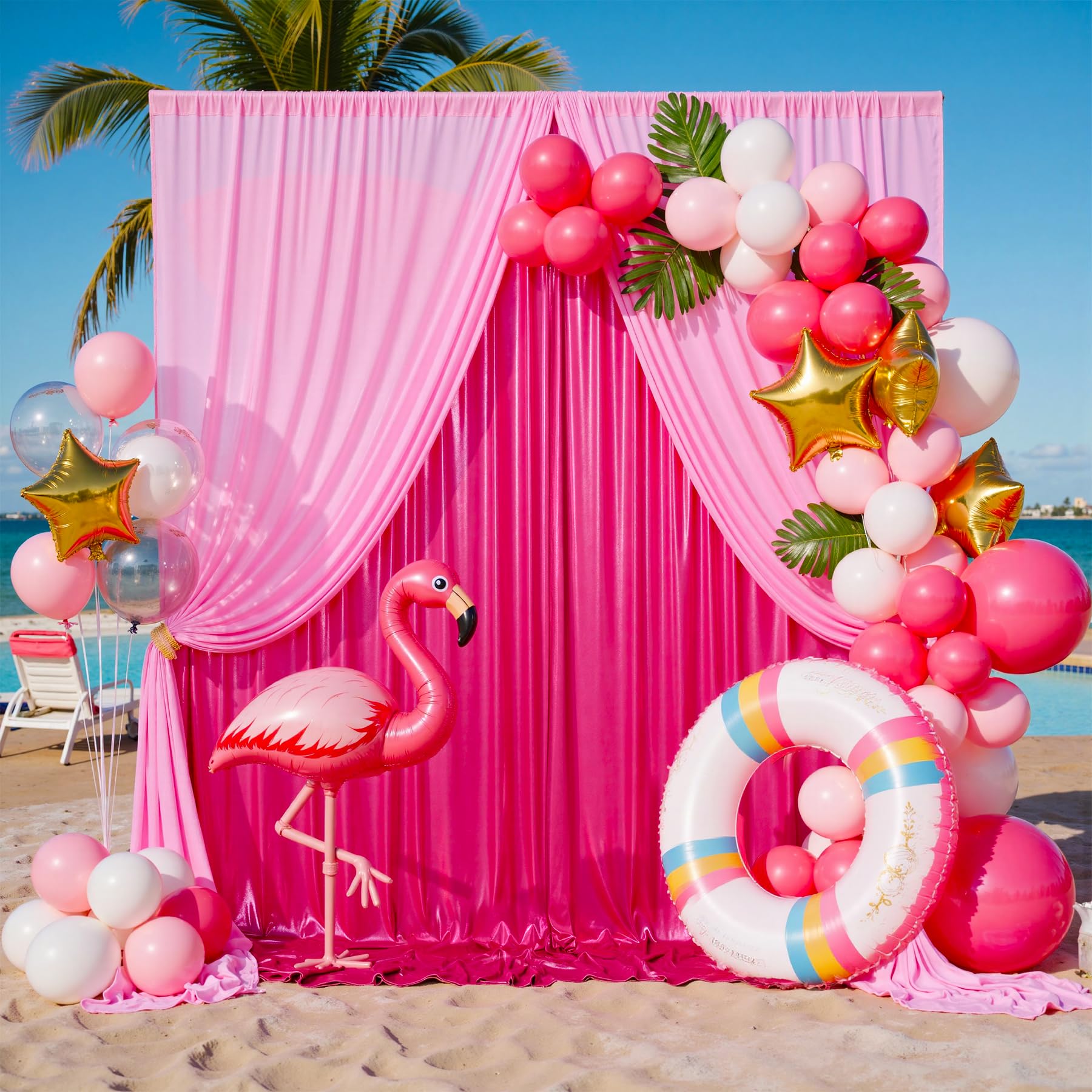 20x10ft Wrinkle Free Hot Pink Sequin Backdrop Curtain for Wedding Parties
