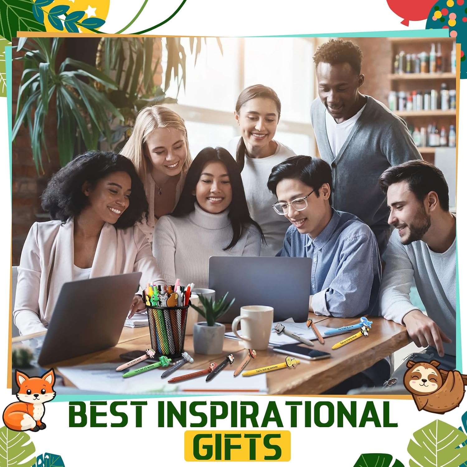 Landical 36 Pcs Inspirational Ballpoint Pen Motivational Positive Pen Funny Thank You Gift for Volunteer Teacher Nurse Team Employee Coworker Graduation Party Favor (Animal)