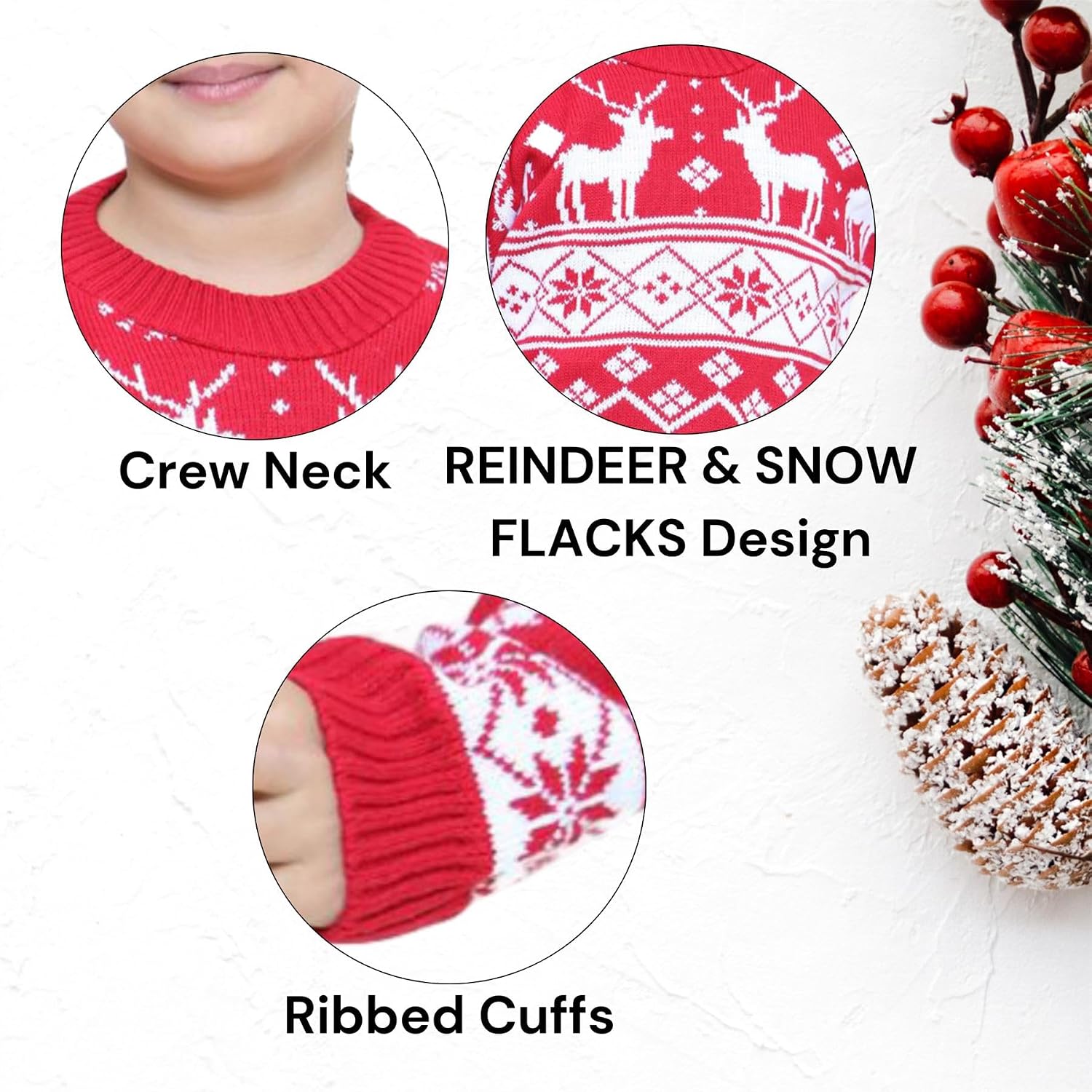 New Girls Boys Christmas Reindeer Snowflake Knitted Kids Xmas Jumper Sweater Top