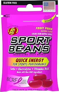 Energizing Jelly Beans with Electrolytes and Vitamins, by Jelly Belly - Fruit Punch Flavor, Case of 24 x 1 Ounce Resealable Bags