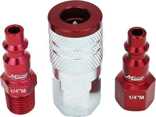 Miniatura 2 de Milton "ColorFit by Milton Kit de acoplador y enchufe (estilo M, rojo) - 14 pulgadas NPT (3 piezas)" (S-303MKIT)