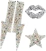 NUOMI 4 PcsSet Rhinestone Patches Shinny LipsStarLightning Shaped Iron OnSew On Glitter Crystals Applique Clothes Decorative Accessories for DIY Craft Clothing Repair
