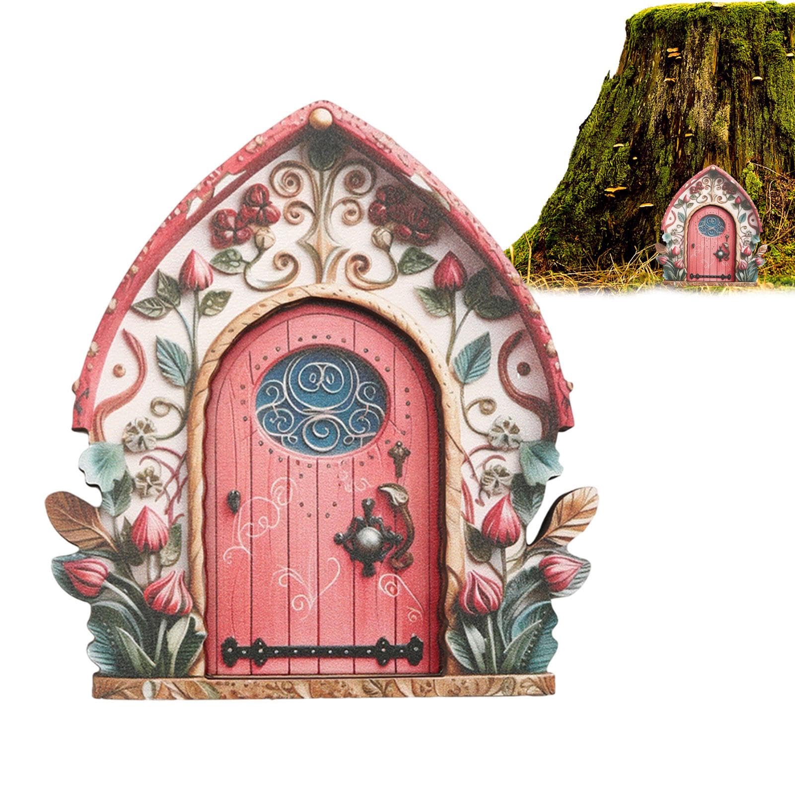 Evikoo Fairy Door - Fairy Garden Door | Wooden Mini Elf Fairy Door | Mini Elf Fairy Door For Garden | Garden Miniatures Ornaments | Fairy Garden Miniatures Adorable Yard Sculpture For Indoors