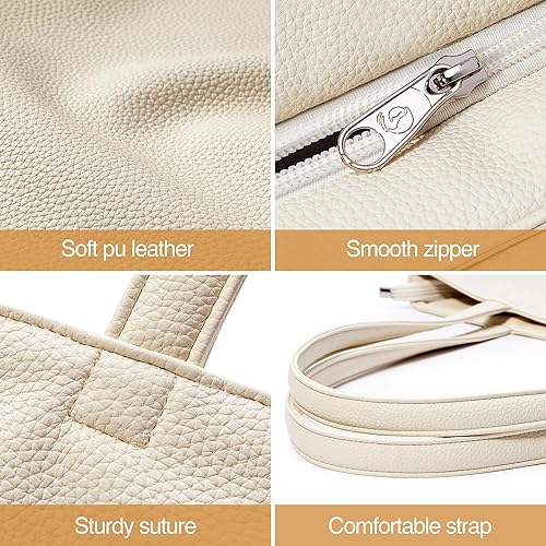 Miniatura 6 de WLLWOO WLLWOO Bolso de mano de cuero para mujer, bolsos cruzados con cremallera para hombro, bolsa de trabajo de viaje