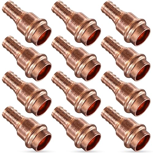 12PK 1/2" Copper Press Fittings X 1/2" PEX Adapter Crimp