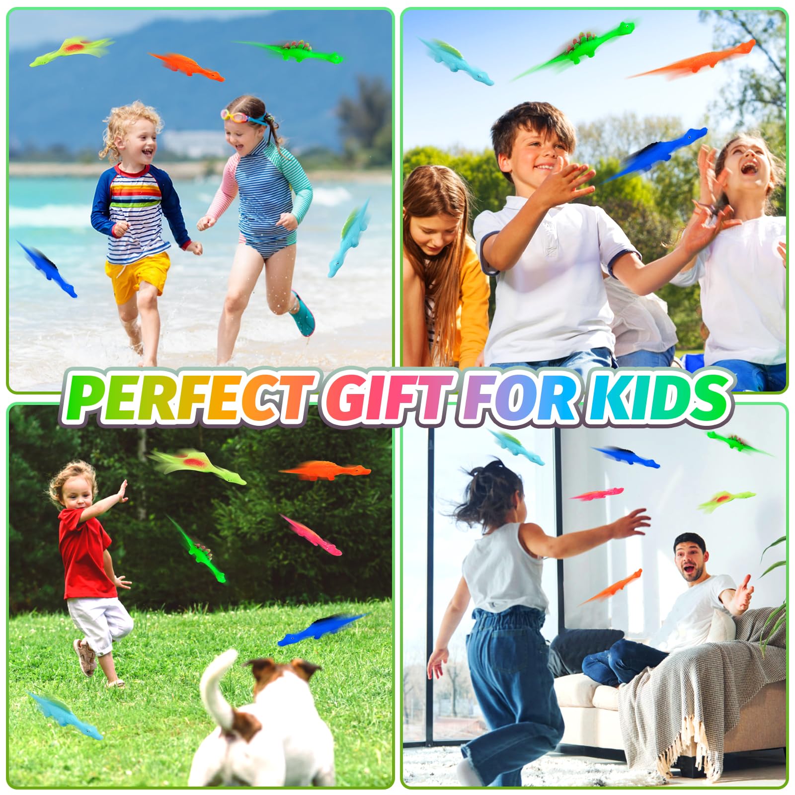 Jadyon Juguetes de Fiesta para Niños Juguete de Dinosaurio de Tirachinas Dedos, Juguetes de Dinosaurios Voladores de Caucho Divertidos Regalos para Niños y Niñas, Color Aleatorio (20 pcs)