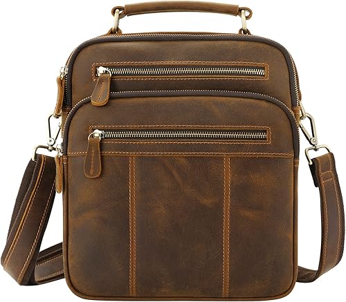 Jack&Chris Bolso Mensajero de Cuero para Hombre, Bolso Bandolera de Hombre para Trabajo y Negocios