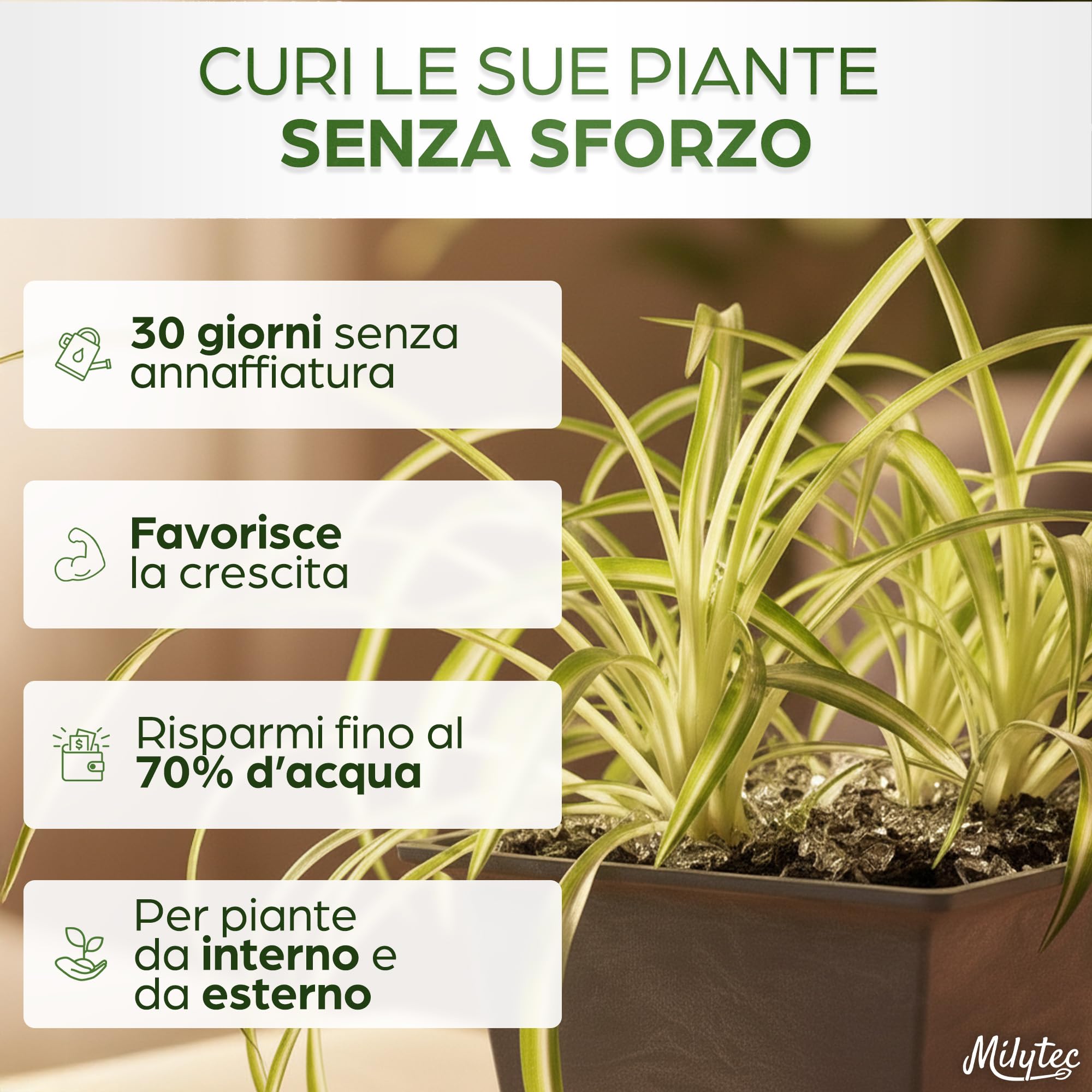 MILYTEC® Acqua Gel per Piante 1kg - per Riserva Acqua Terreno - Idratazione Prolungata per Vasi e Giardini Indoor e Outdoor - Assorbimento Rapido e Rilascio Graduale