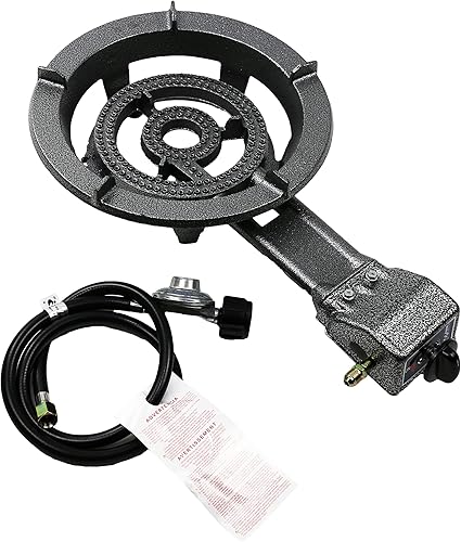 Miniatura 3 de Quemador de propano, estufa de camping de baja presión con regulador y manguera, estufa de gas portátil para acampar al aire libre cocina SH80 (SH80)