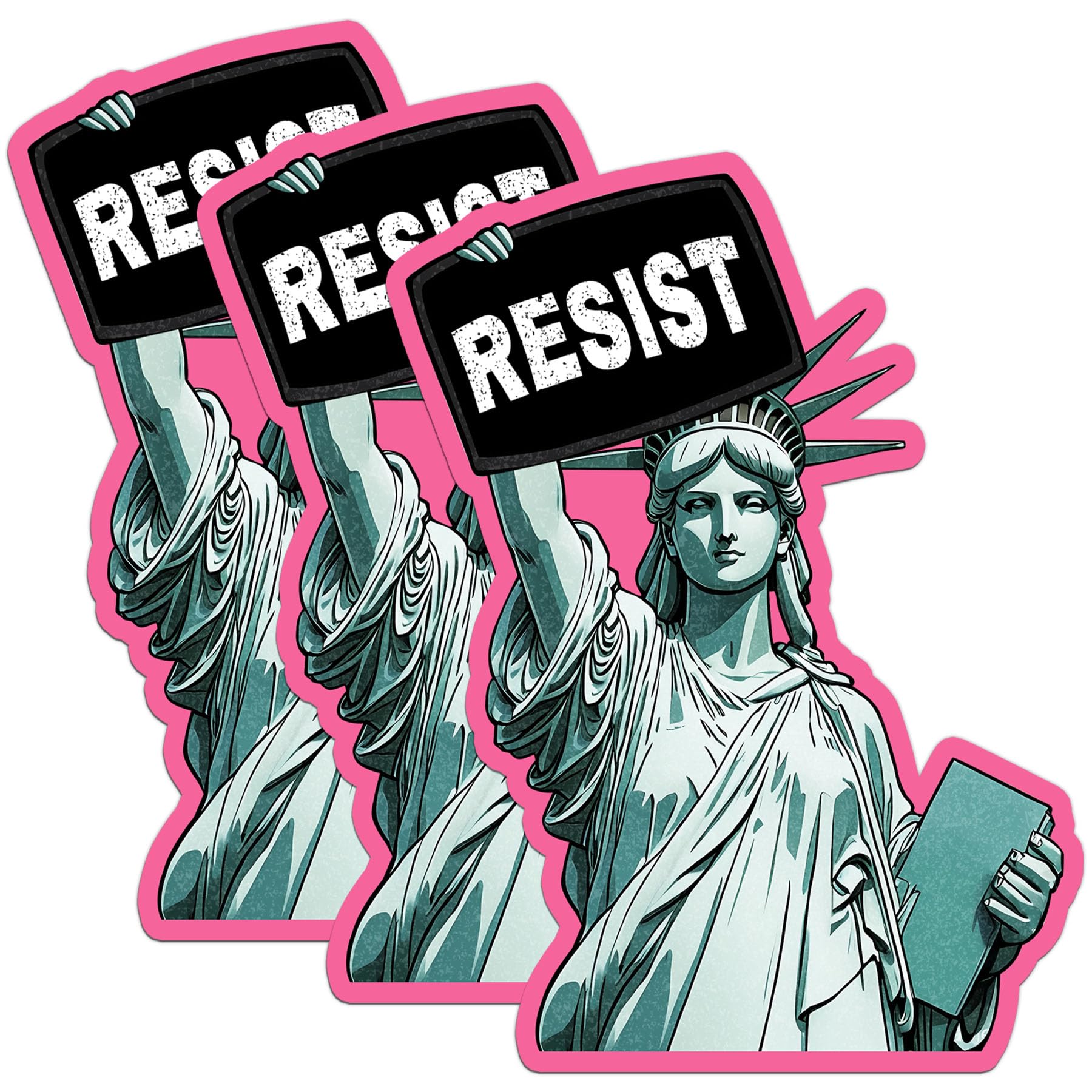 Set 3PCS 2 Inches - Statue of Liberty Holding Resist Sticker Pro Womens Rights Feminist Stickers Waterproof Vinyl Decal for Water Bottles Tumbler