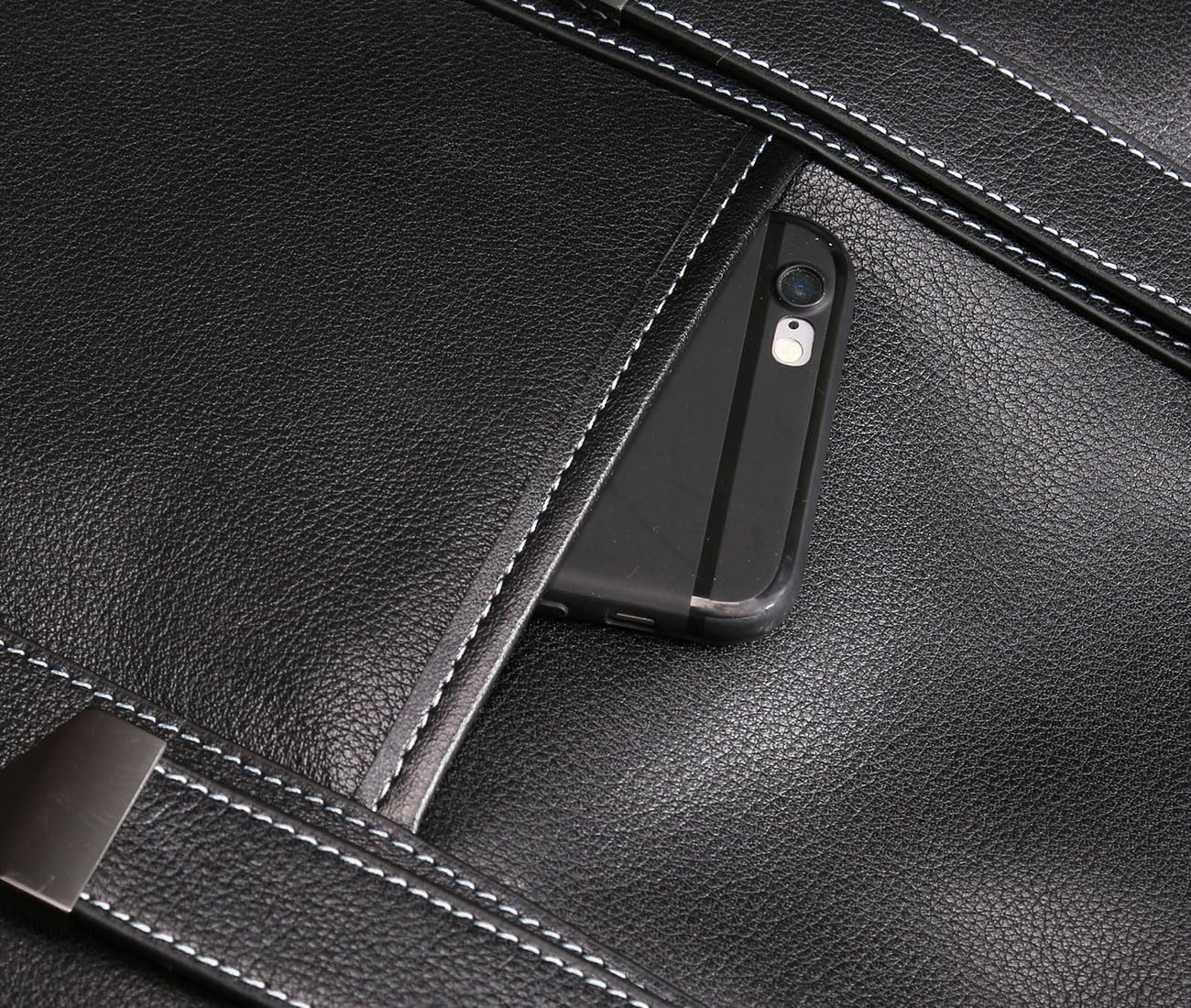 Leather handbag for men, black business briefcase, adjustable tote bag, crossbody bag vertical style - Image 9