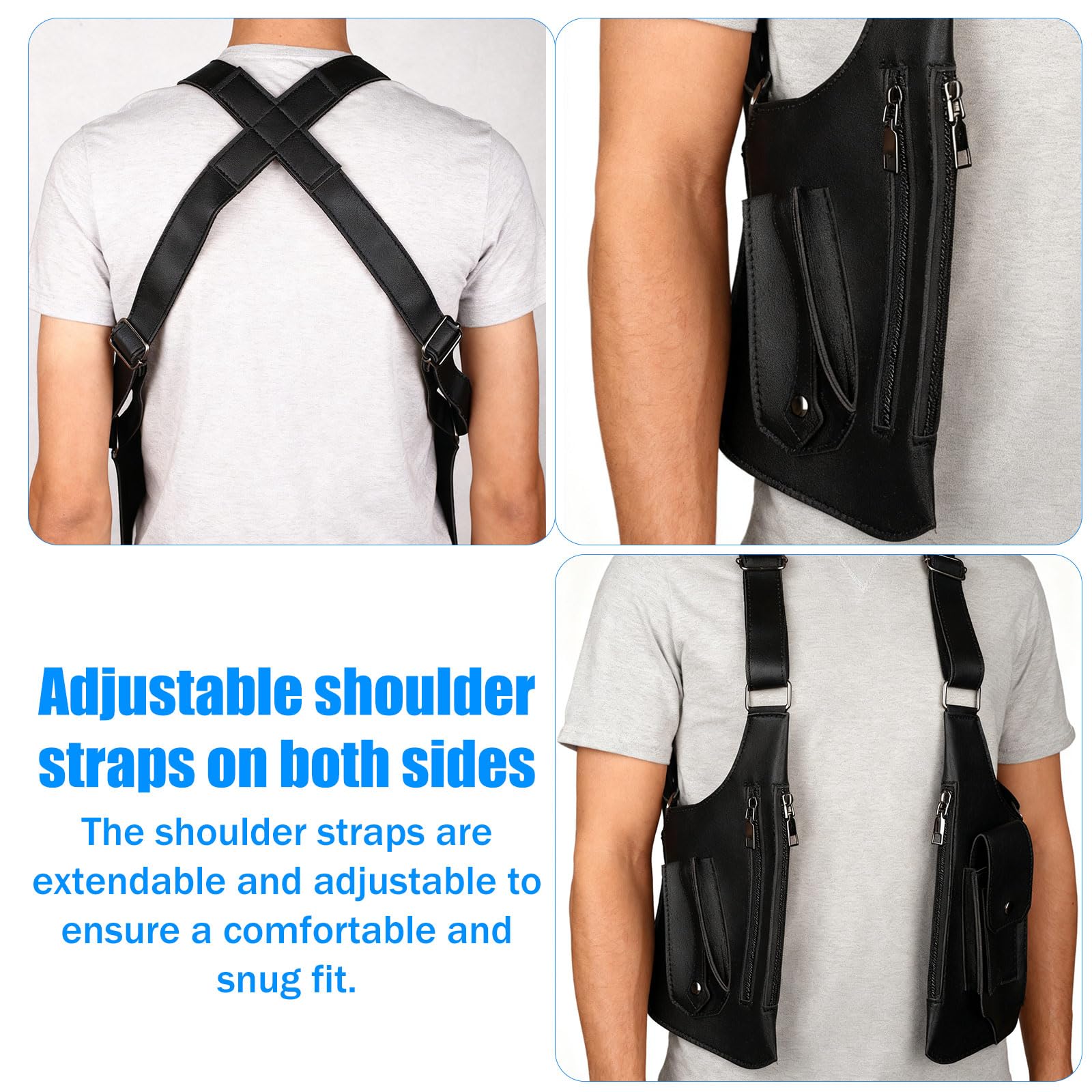 Riñonera de Hombro para Hombre, Bandolera Doble con Correa Ajustable Mochila Antirrobo Funda para Cartera y Teléfono