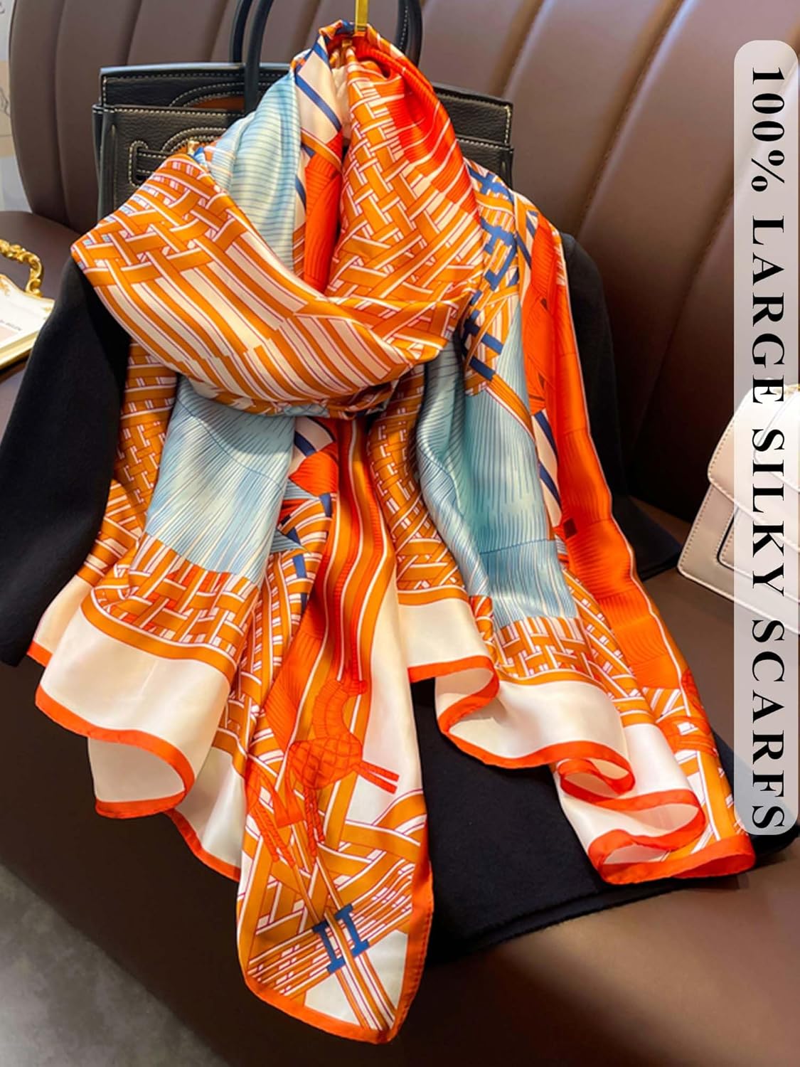 Large Shawl Scarf For Women Lightweight Wraps Silky Headscarf Long Sunscreen Scarfs - Image 4