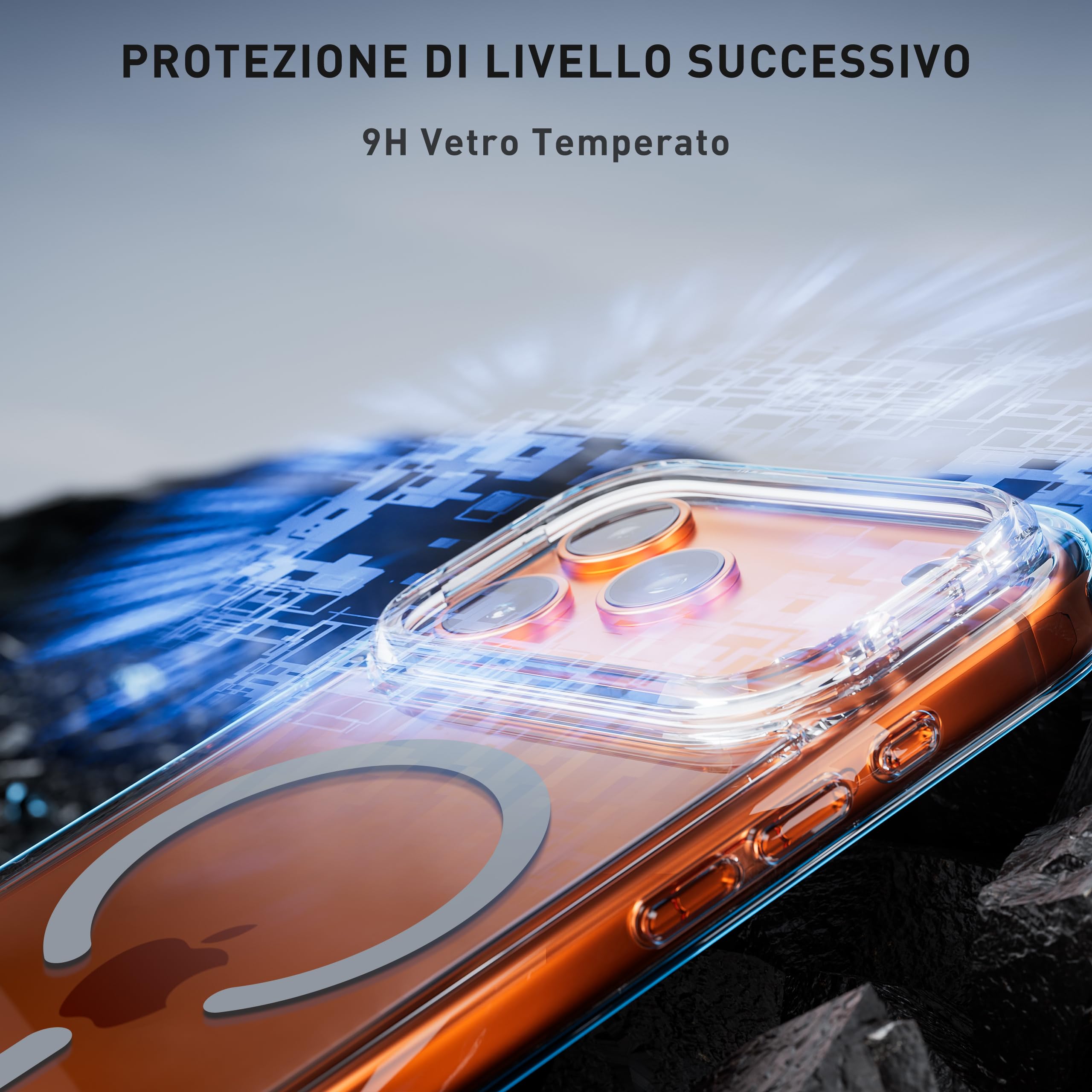 tigratigro Cover Magnetica per iPhone 17 Pro Max, Compatibile con Mag-Safe Ricarica Wireless, Anti Ingiallimento, Telefono Custodia Antiurto, Retro Antigraffio Trasparente