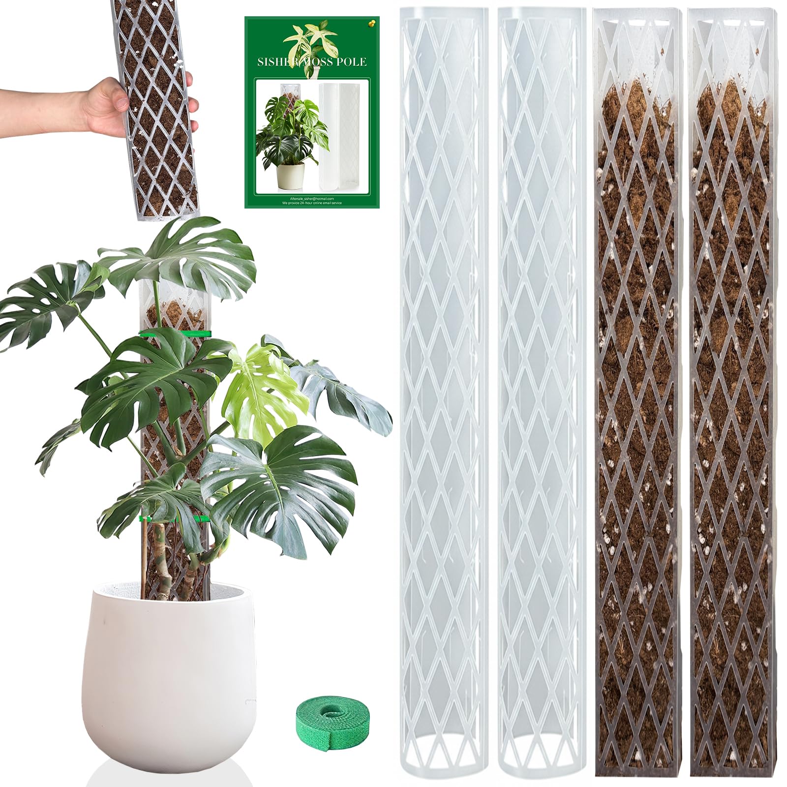 Sisher Monstera Moss Pole 4-Pack