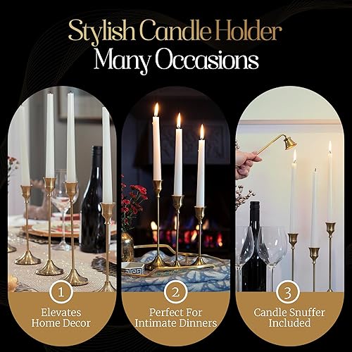 Miniatura 6 de Candelabros negros para candelabros cónicos más apagador de velas – Centro de mesa para decoración de comedor – Candelabro de metal para velas –