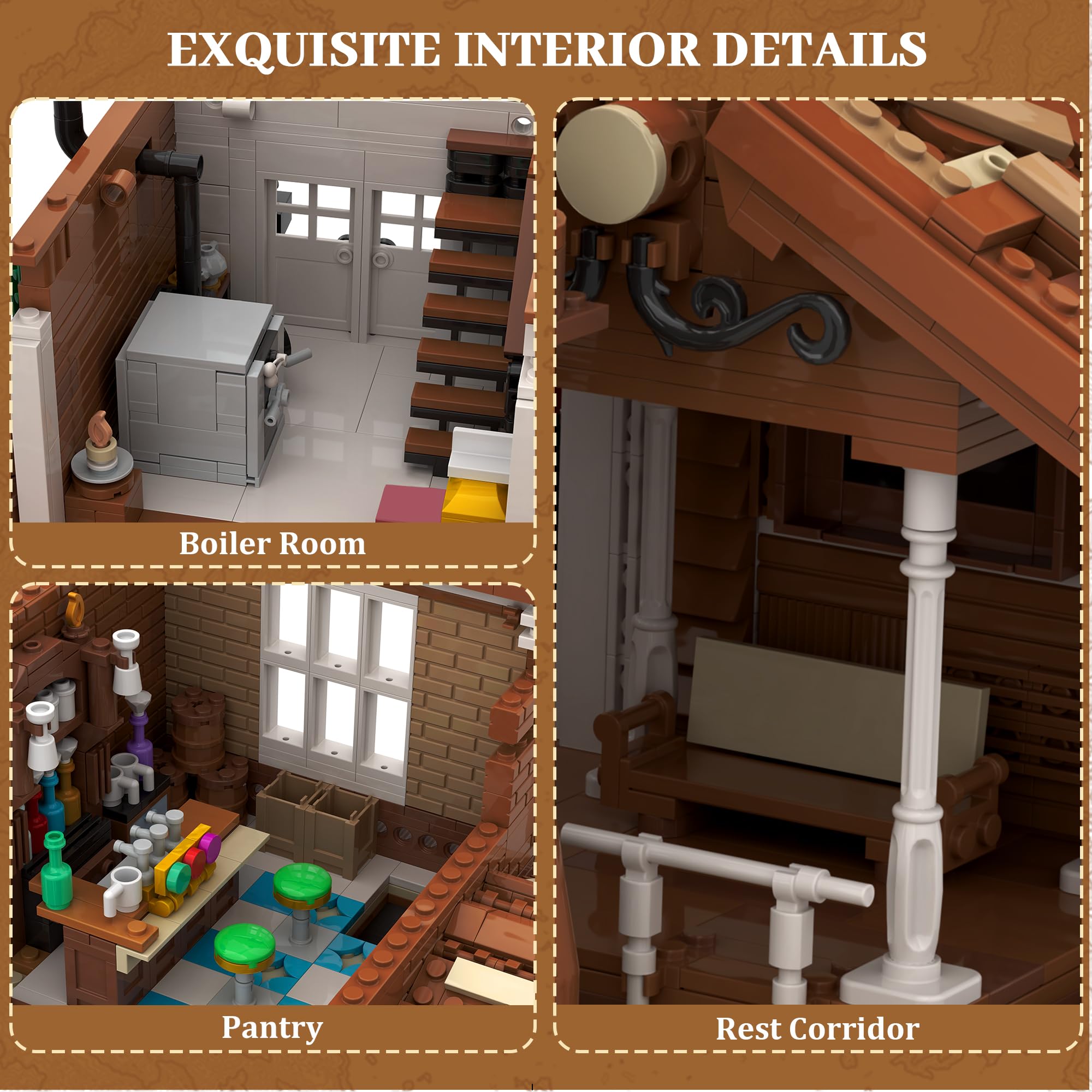 Mavo brix Set di Costruzione Stazione Ferroviaria Western per Adulti, 3885 Pezzi Modello di Treno a Vapore del Far West con Stazione, Set da Collezione Decorativo per Adulti e Ragazzi 14+