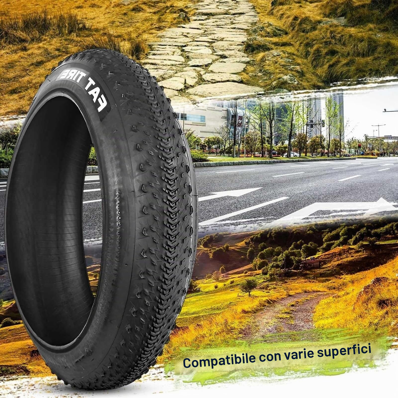 2pcs 20x4.0 Pneumatici, 20x4.0 Antiforatura per Bicicletta Elettrica, Pneumatici Grassi Tutti Terreni in Gomma Resistente, MTB Spiaggia Fuoristrada, 30PSI