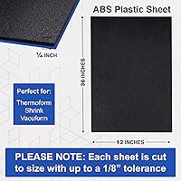 Vista 2 de Duco - Lámina de plástico ABS fabricada en Estados Unidos de 1/4 de pulgada de grosor, 12 x 36 pulgadas, 1 paquete de paneles termoplásticos negros