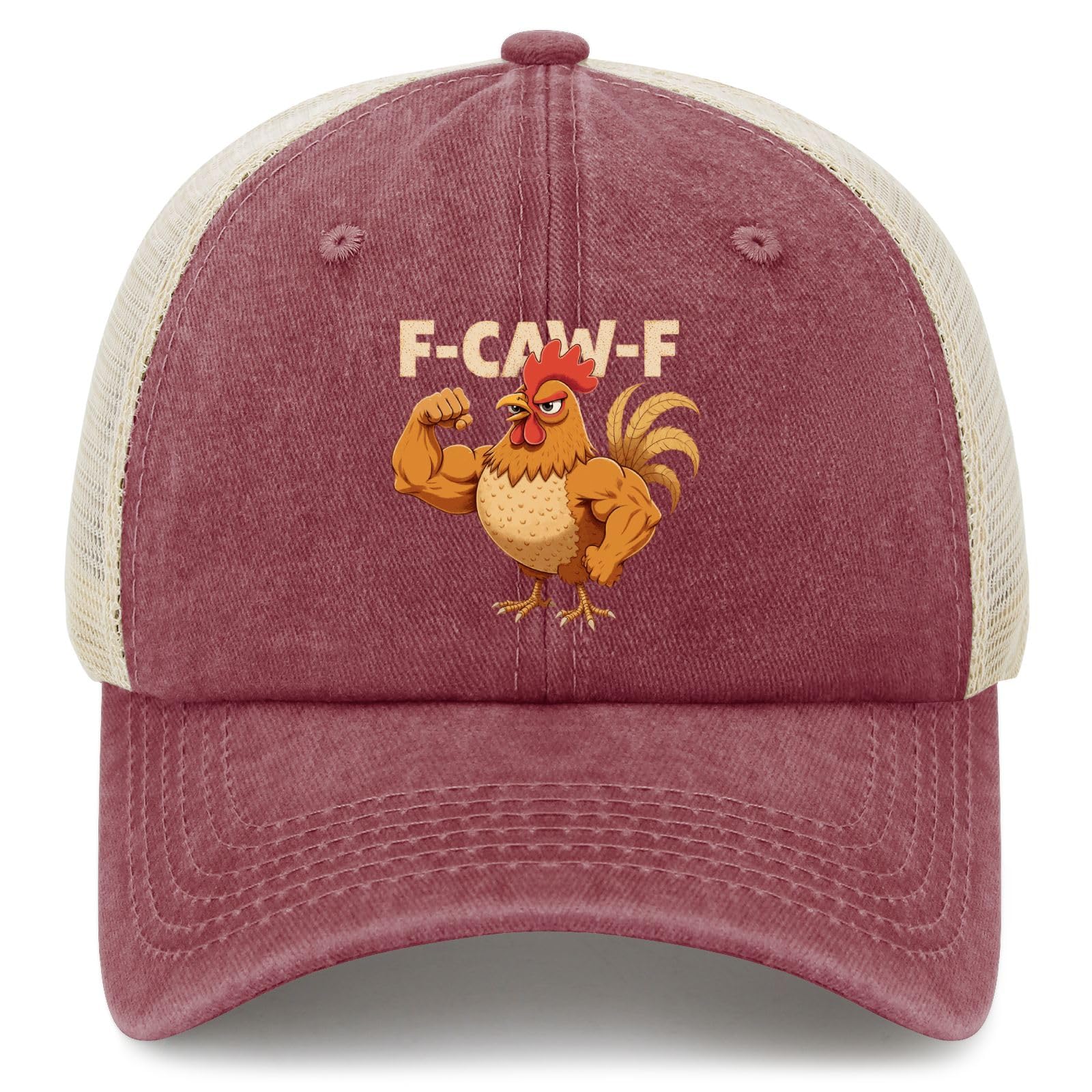 Fwjzdsp Unisex Deep Rose F Cawf F Muscular Chicken Graphic Hat Funny Trucker Hats For Men Baseball Hats Funny Birthday Gifts