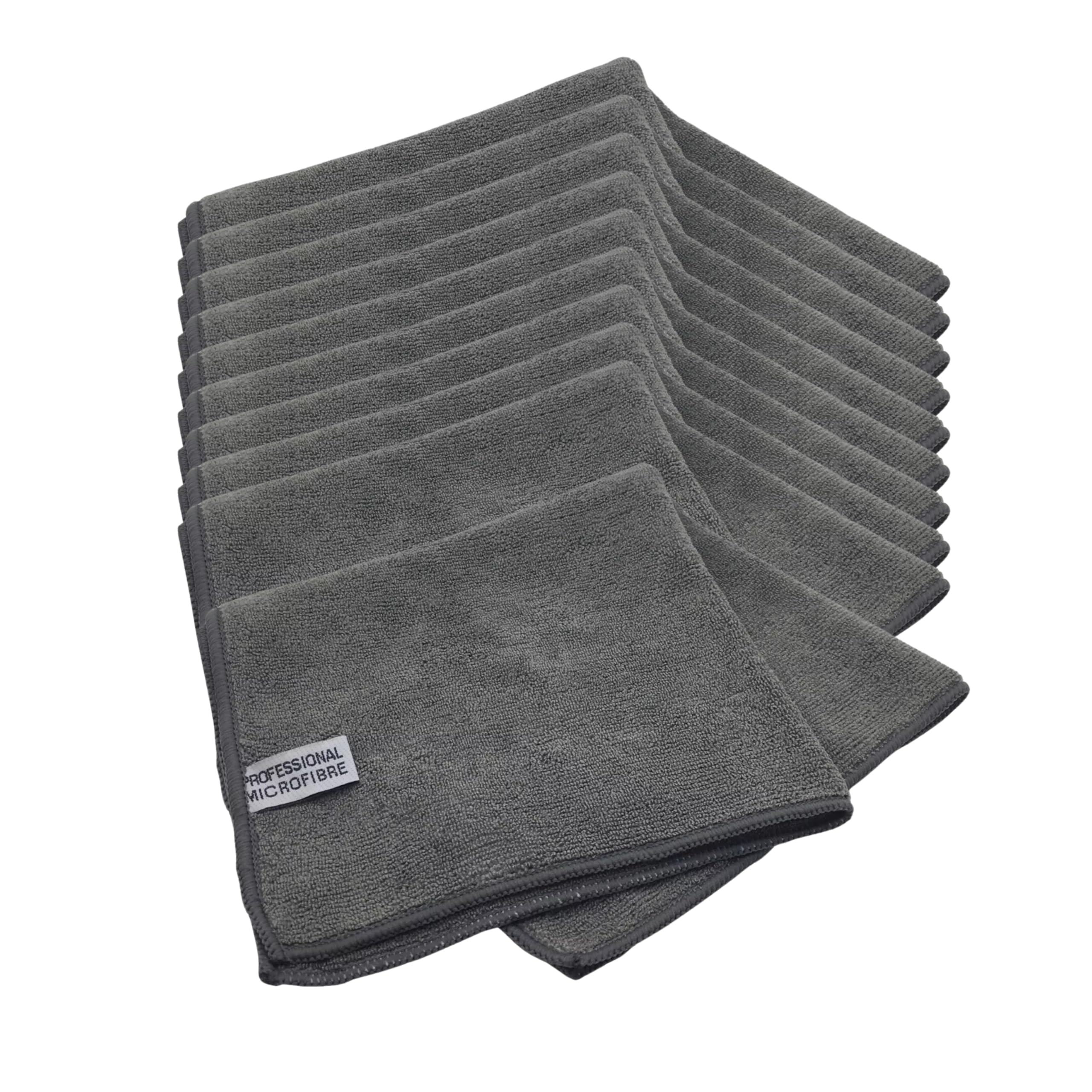 Tek Automotive Grey Heavy Duty 350Gsm Car Microfibre Cloths – 10 Pack 40X40cm Professional Detailing, Polishing & Buffing Cloths