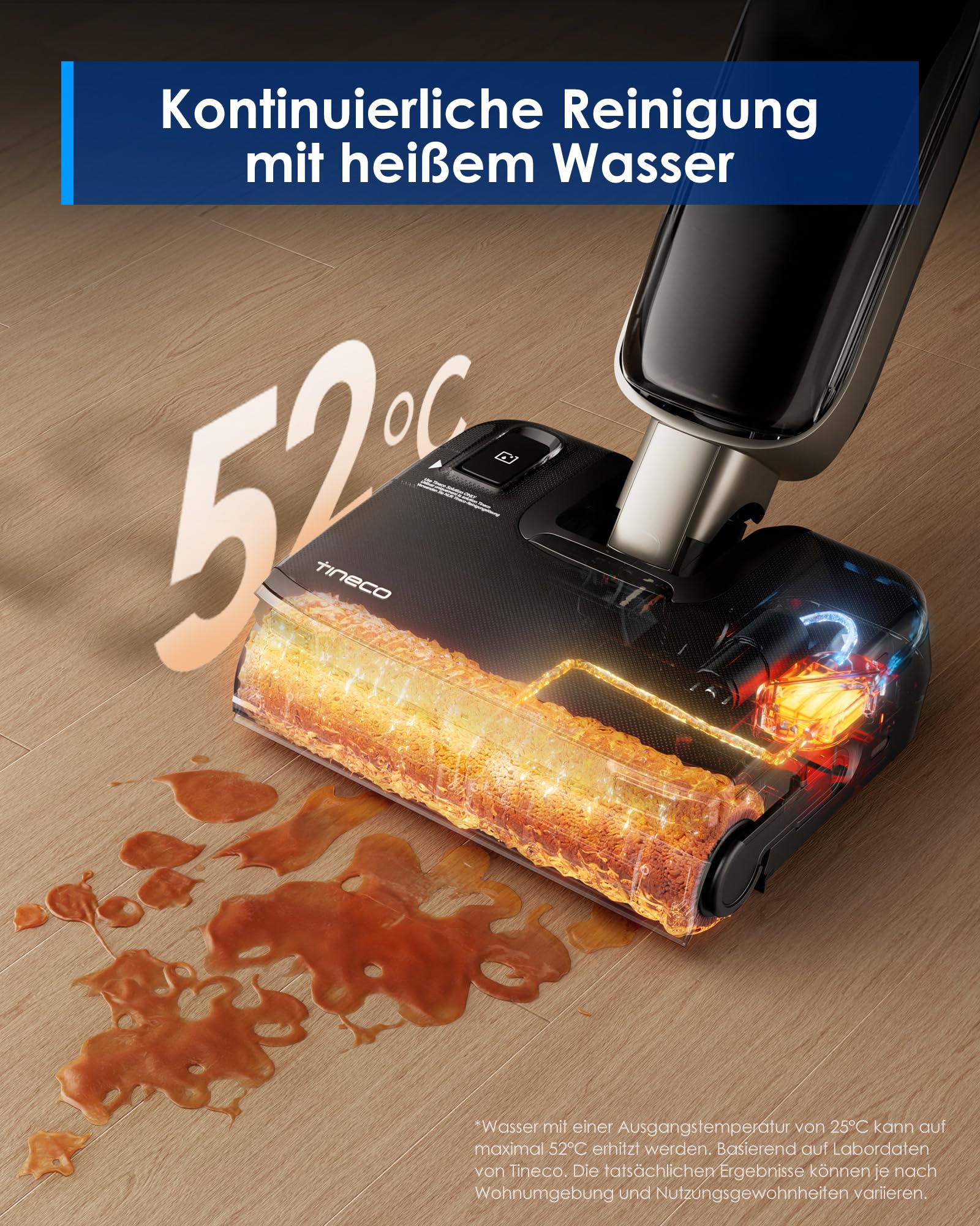 Tineco Floor ONE S9 Master Nass Trockensauger, StreakFree-Abzieher, ThermoBlast-Tech, 9,9 cm Superflaches Gehäuse, 23000Pa Saugerkraft, Flashdry-Selbstreinigung, 150° Grüner DustReveal-Licht