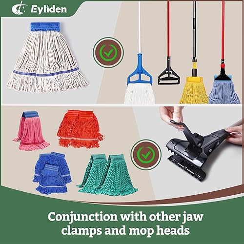 Miniatura 4 de Eyliden Trapeador de cuerda con extremo de bucle, trapeadores húmedos resistentes para limpieza de pisos, abrazadera de mandíbula de acero