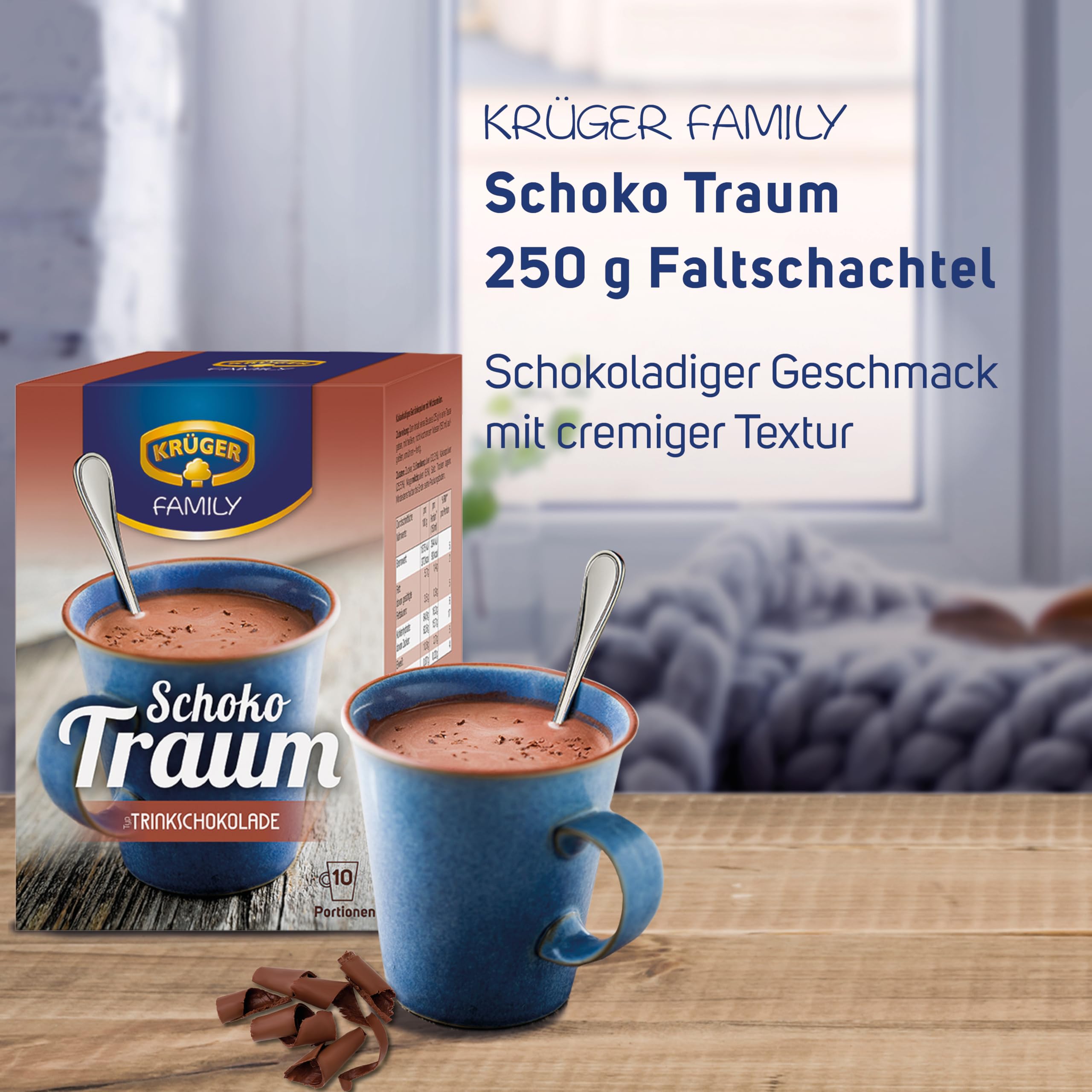 KRÜGER Family Schoko Traum Trinkschokolade I Kakao-Pulver zum anrühren I 8x 250g (10 Sachets)