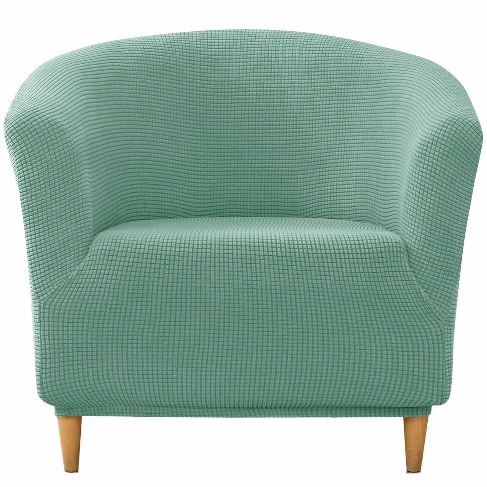 CLGTY Tub Chair Covers, Checkered Club Chair Covers 1 Piece Stretch Armchair Covers For Living Room Non Slip Soft Tub Chair Slipcover Washable For Bar-green-1 piece