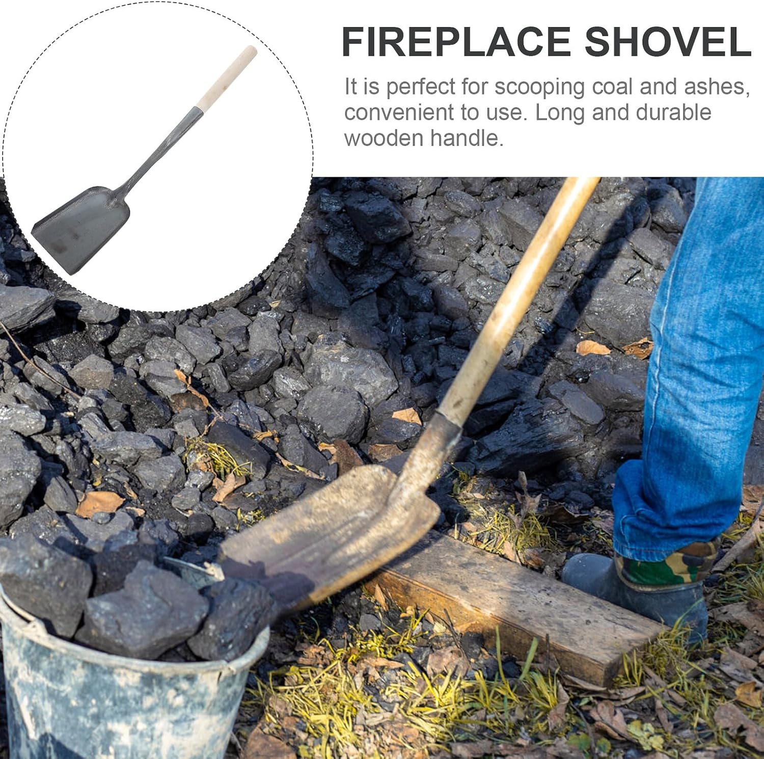 2Pcs Home Ash Shovel with Long Handle Multifunction Fireplace Coal Shovel for Kitchen and Hearth Cleaning Material Space-Saving Design Style