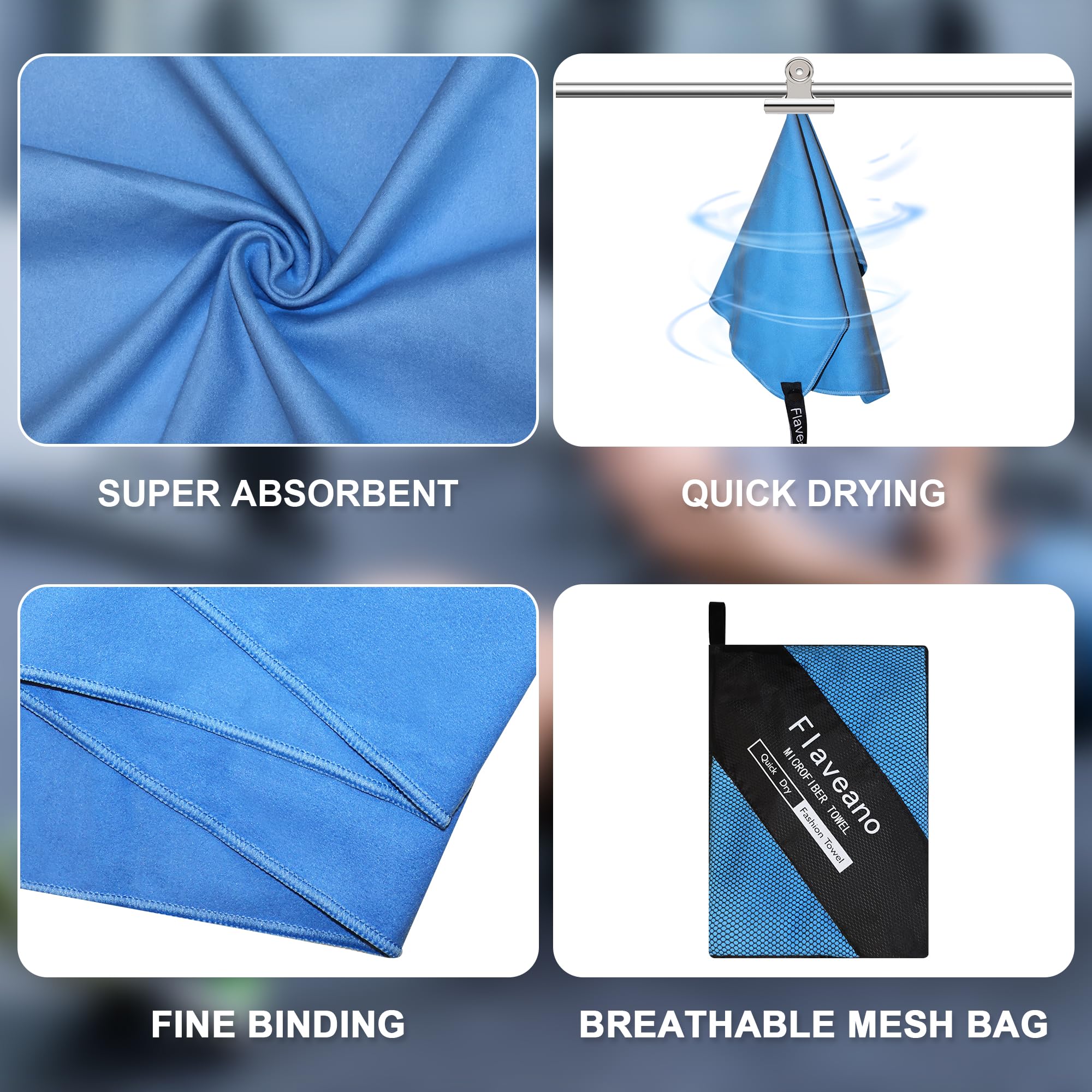 Set 3 Asciugamani Microfibra Palestra - Blu Navy, Rapida Asciugatura Per Sport E Viaggi - Foto 4
