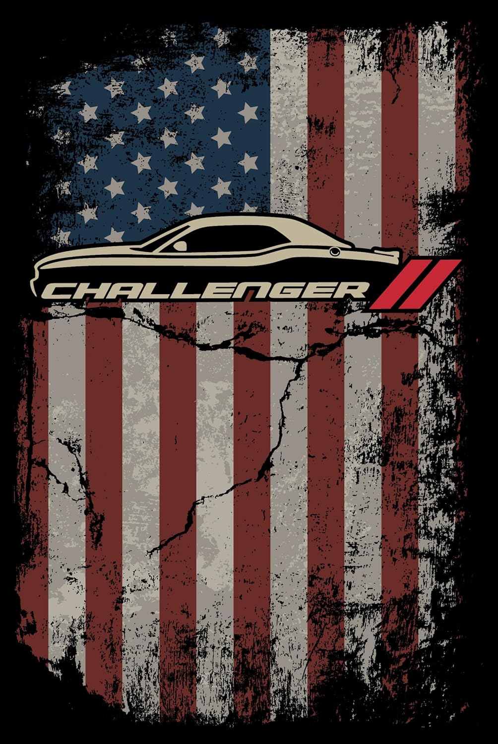 JH DESIGN GROUP Men's Dodge Challenger Pullover Hoodie American Flag 2 Sided Sweatshirt