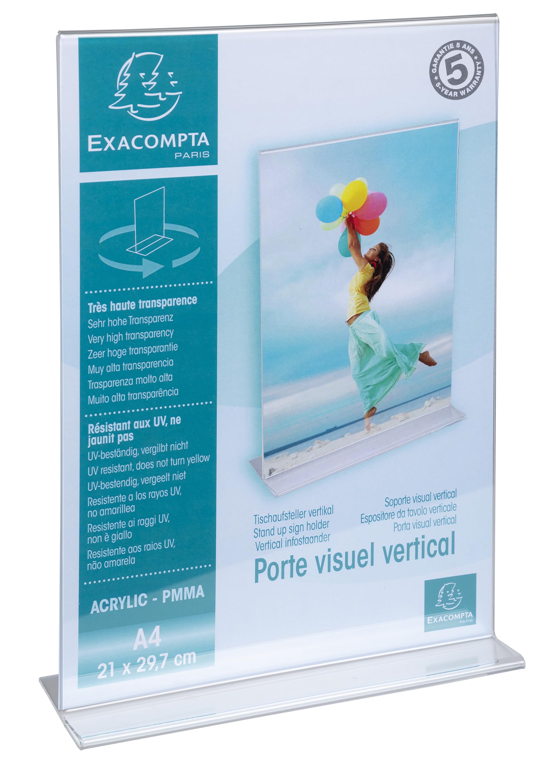Exacompta Portello visivo A4 verticale destro 210x297 mm PMMA acrilico Cristallo