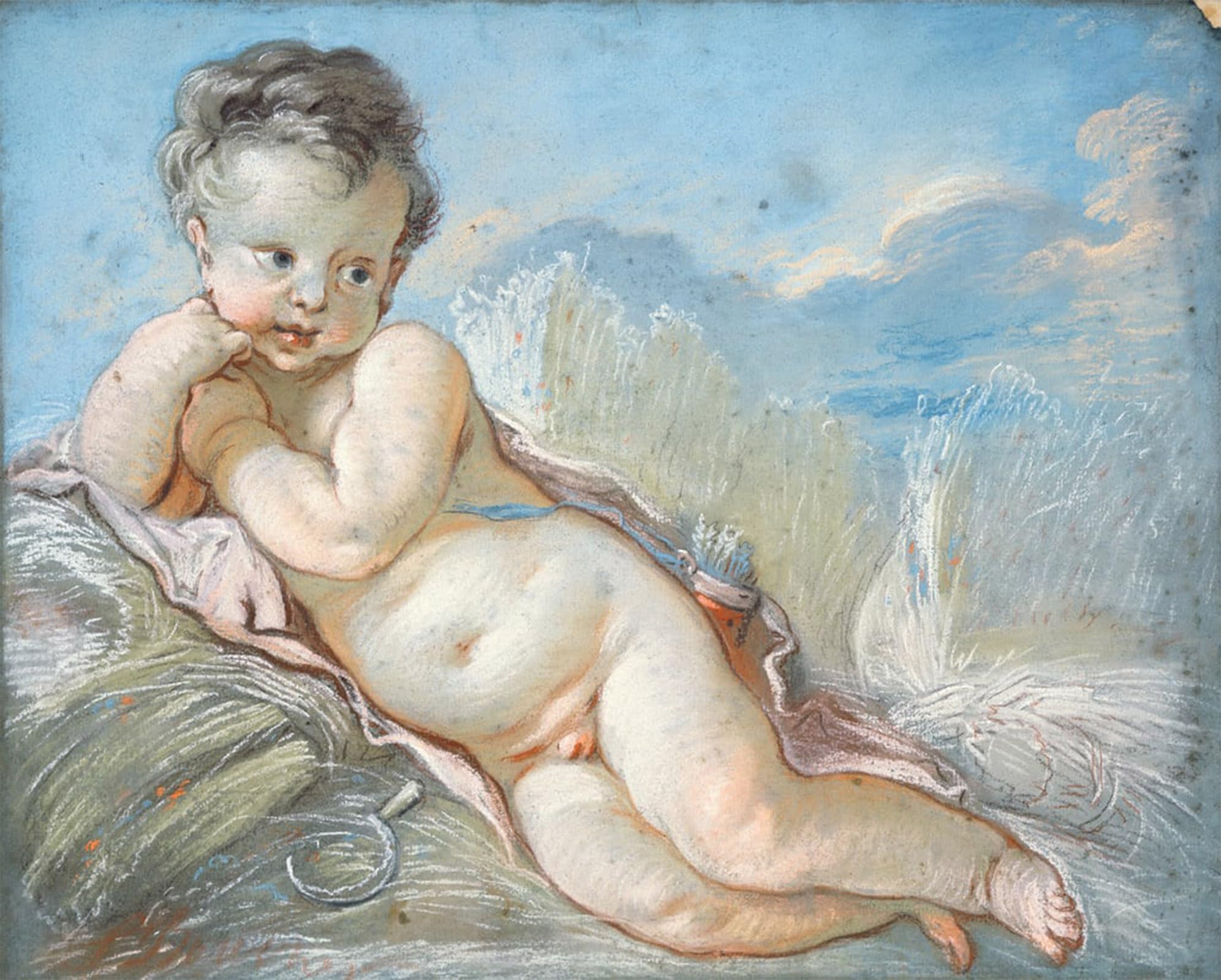 POSTERIIk Famous Print Pop Art Wall Art Graffiti Cupid reclining in a cornfield chalk und pastel by François Boucher Art Prints for Home Decor 60x90cm