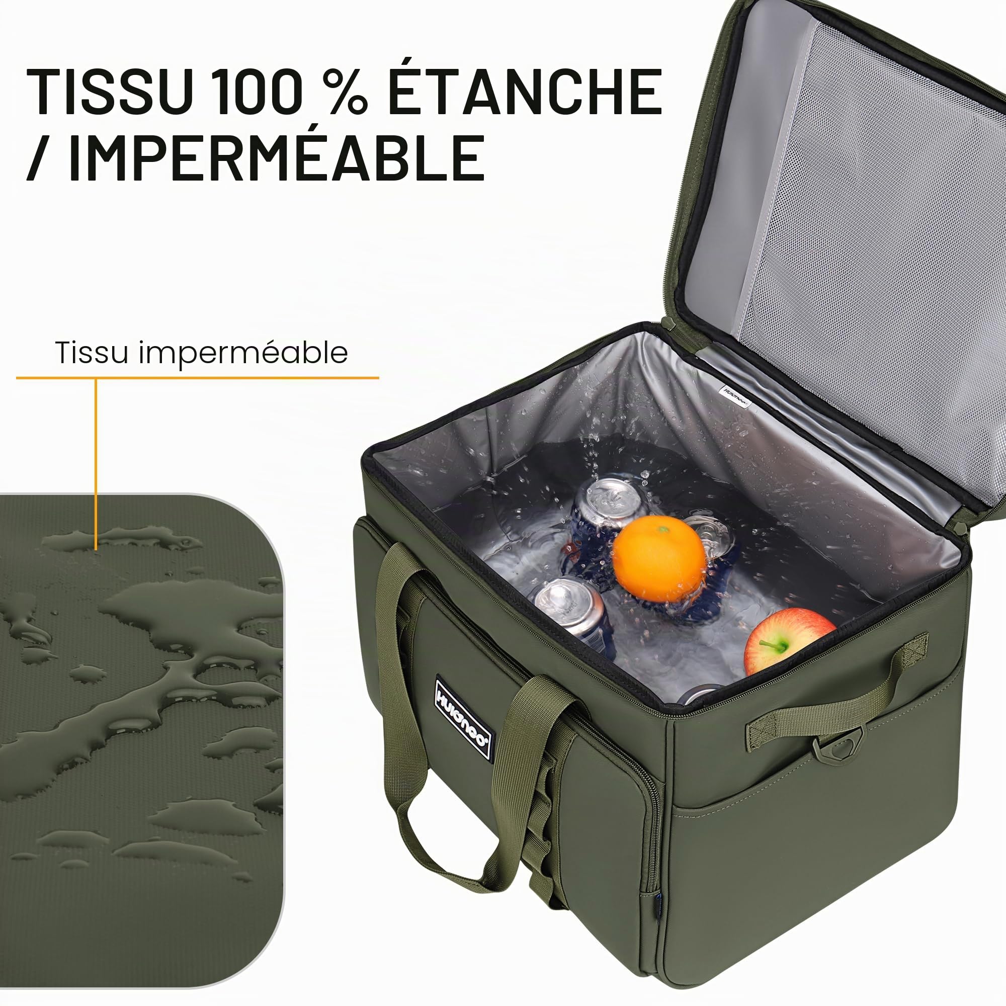 Hulongo Glaciere Grand Pliable Glacière Souple Isotherme Etanche Sac Pique Nique pour Courses, Camping, Randonnée et Voyage