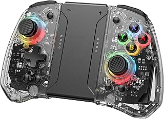 Controlador para Switch/Switch OLED/Switch Lite, controlador sem fio com 8 luzes LED (esquerda/direita), substituição para controlador Joycon, design ergonômico, giroscópio de 6 eixos, motor de vibração dupla, turbina