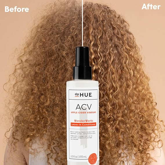 dpHUE Apple Cider Vinegar Wonderworks Leave-In Conditioner - Prepares, Primes & Protects Hair from Heat & Styling Damage - Enhances Shine - Vegan & Color Safe