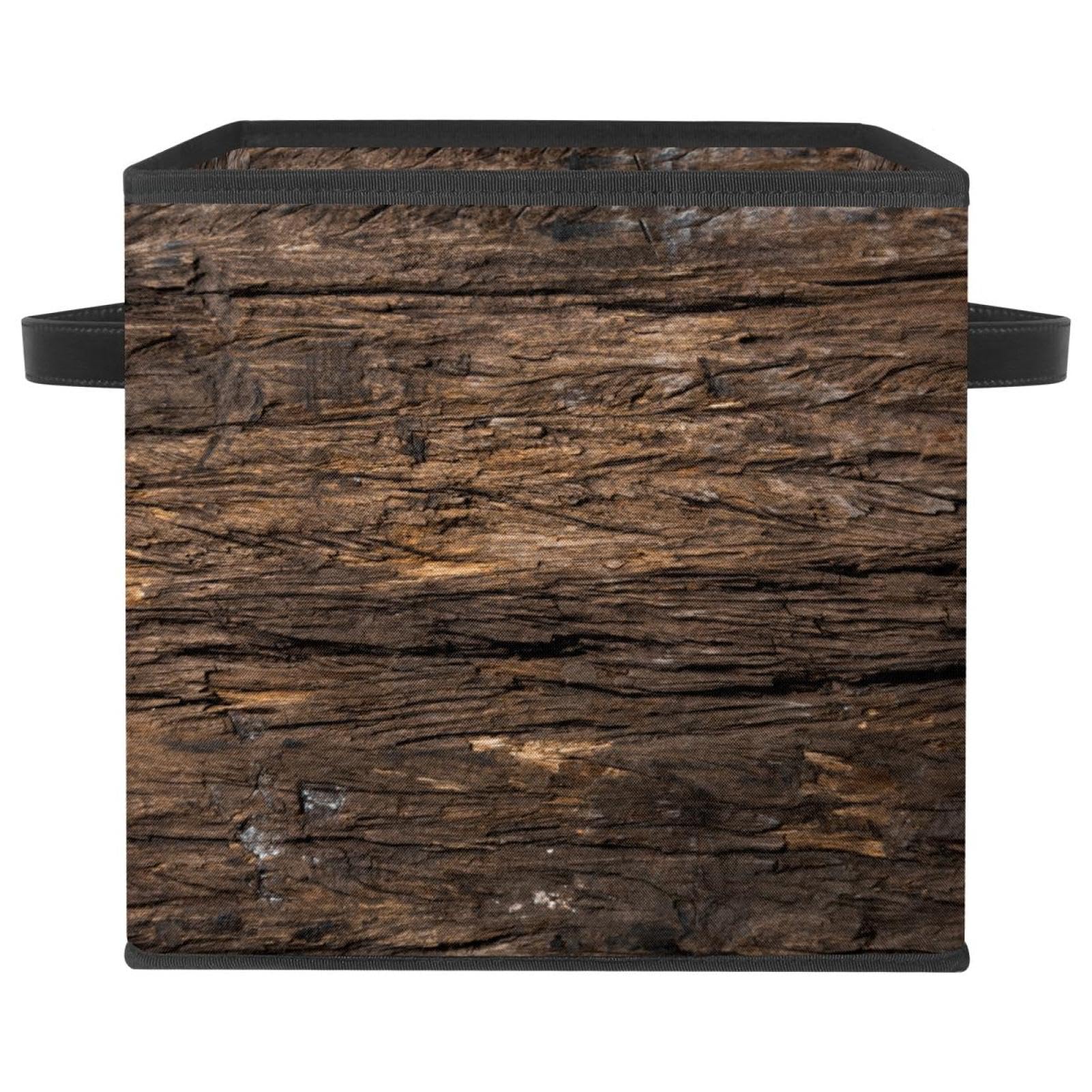 Boîte de rangement en tissu rétro marron foncé chic pour maison