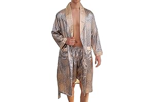 Luxurious Silk Men's Kimono Robe with Shorts Set