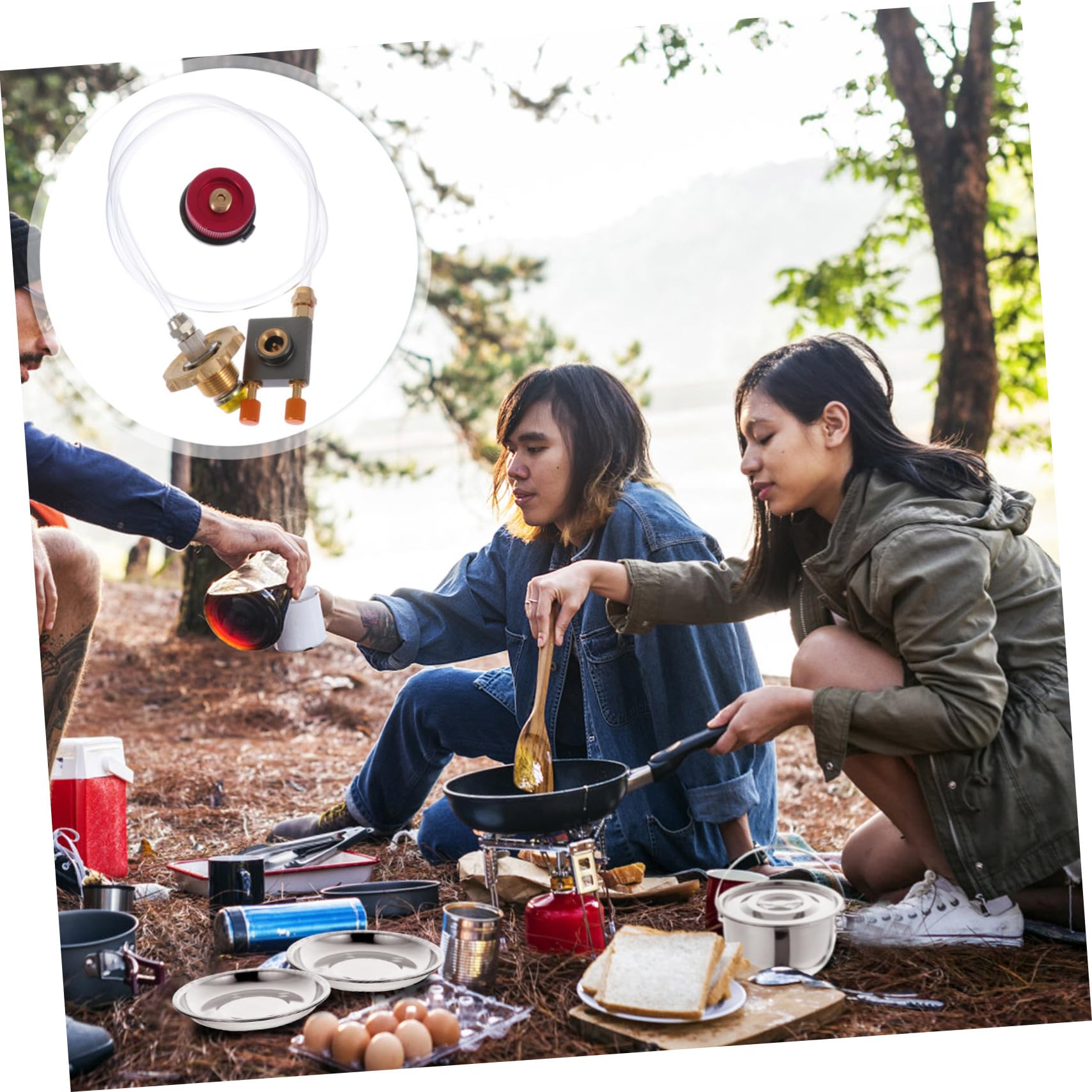 HANABASS Gas Tank Head Adapter for Camping Stove Inflation Valve Propane Tank Refill Converter Random Color