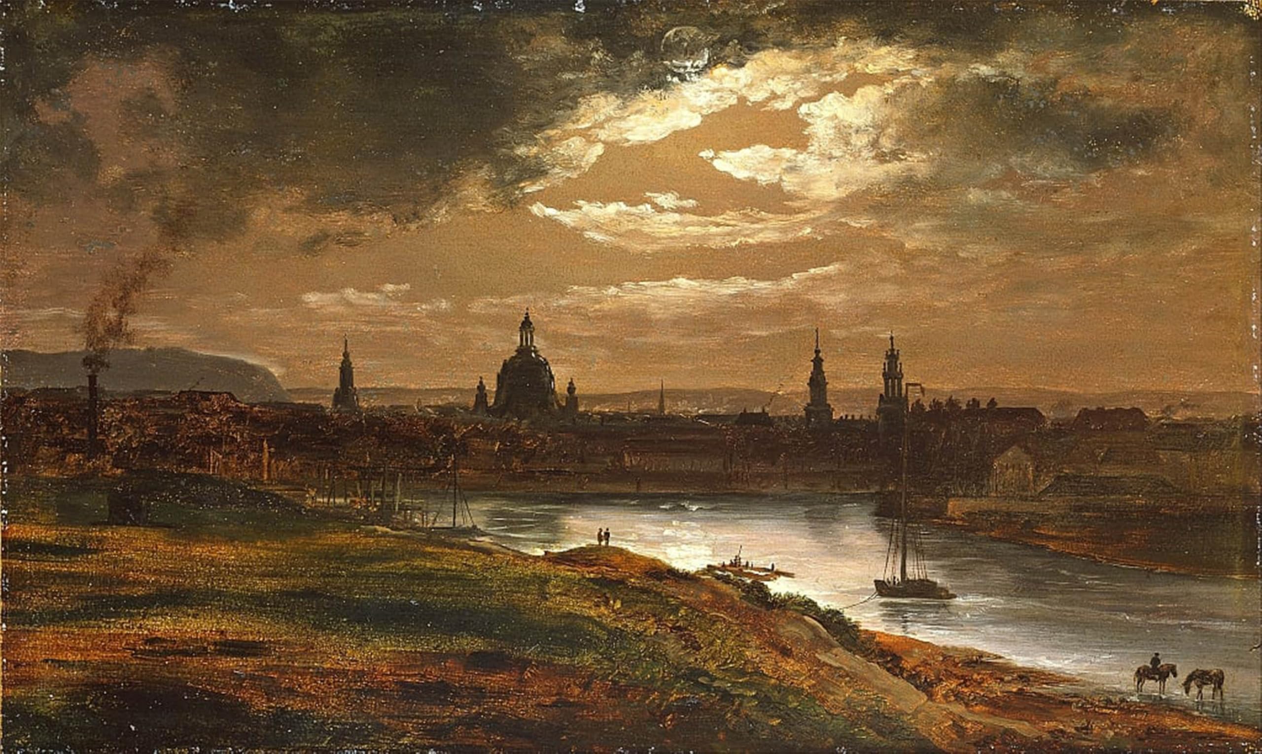 ARTXLXXBN Famous Painting Canvas Artwork Graffiti Print Dresden by Johan Christian Dahl Portrait Canvas Image for Home Decor 60x90cm