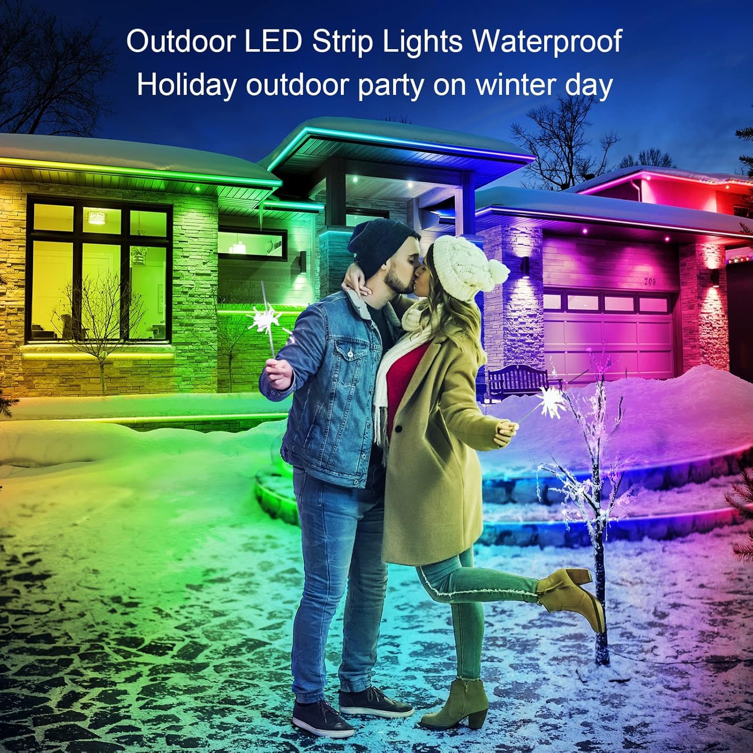 18M Outdoor LED Streifenleuchte wasserdicht,IP68 Außen LED Lichtband wasserfest mit App-Fernsteuerung,Musik Synchronisation RGB Outside Lichterkette für Balkon,Terrasse,Dach,Garten,Pool (18M)