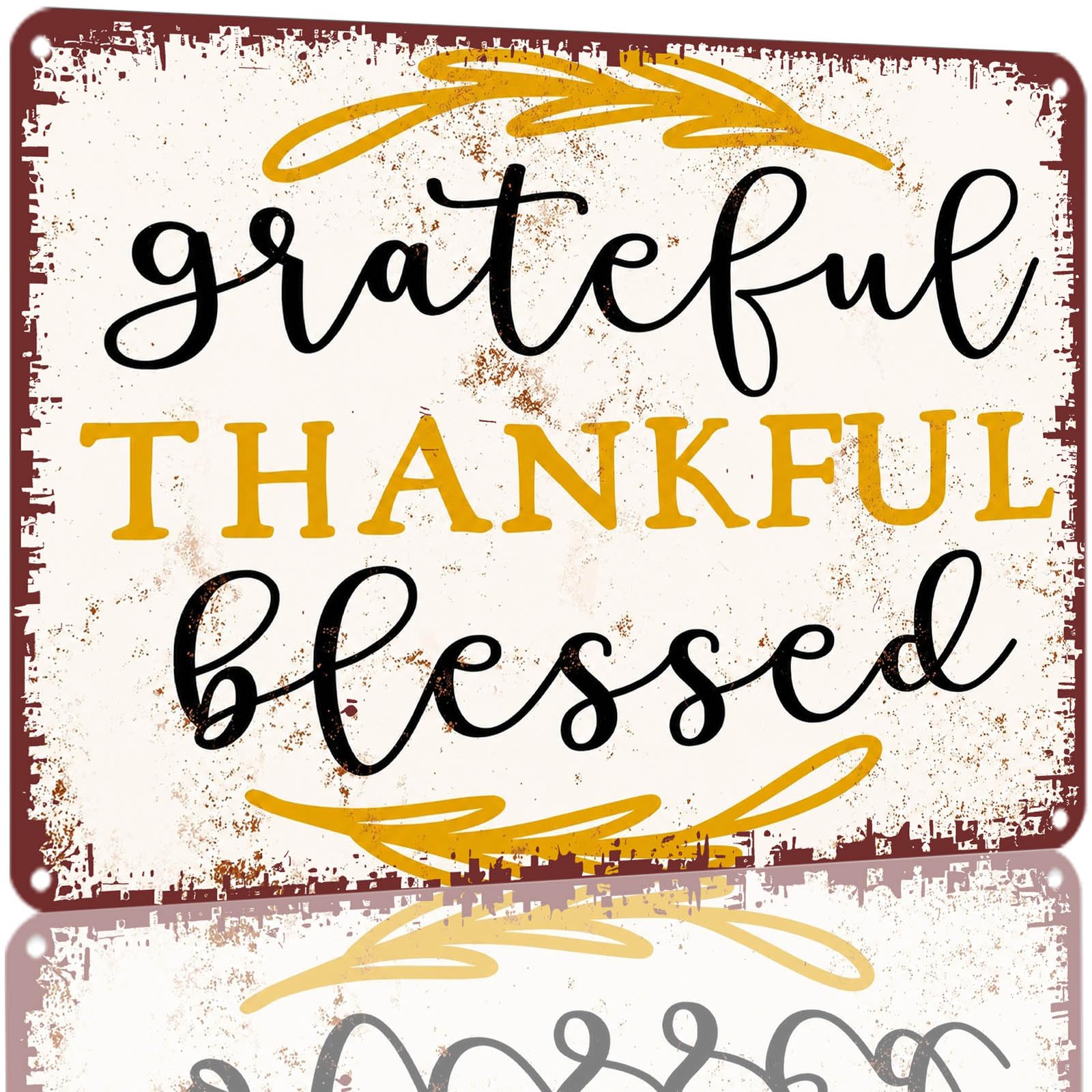 Kwqdozf As Pic Vintage Grateful Thankful Blessed Metal Tin Sign 8X12 Inch Aluminum Wall De