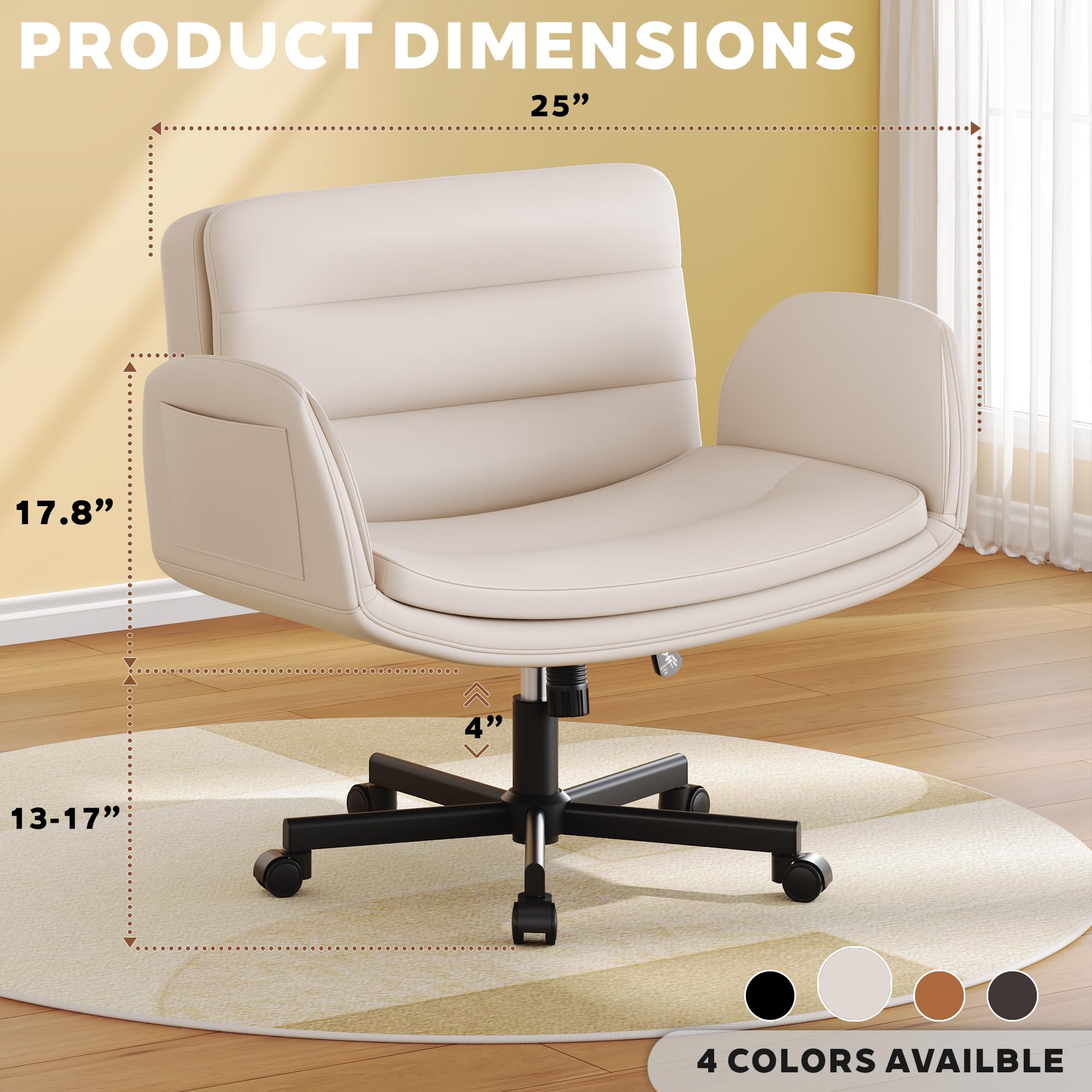 The Ylzyxal Criss Cross Chair offers versatile seating with its unique flip-up armrests and convenient side pockets.