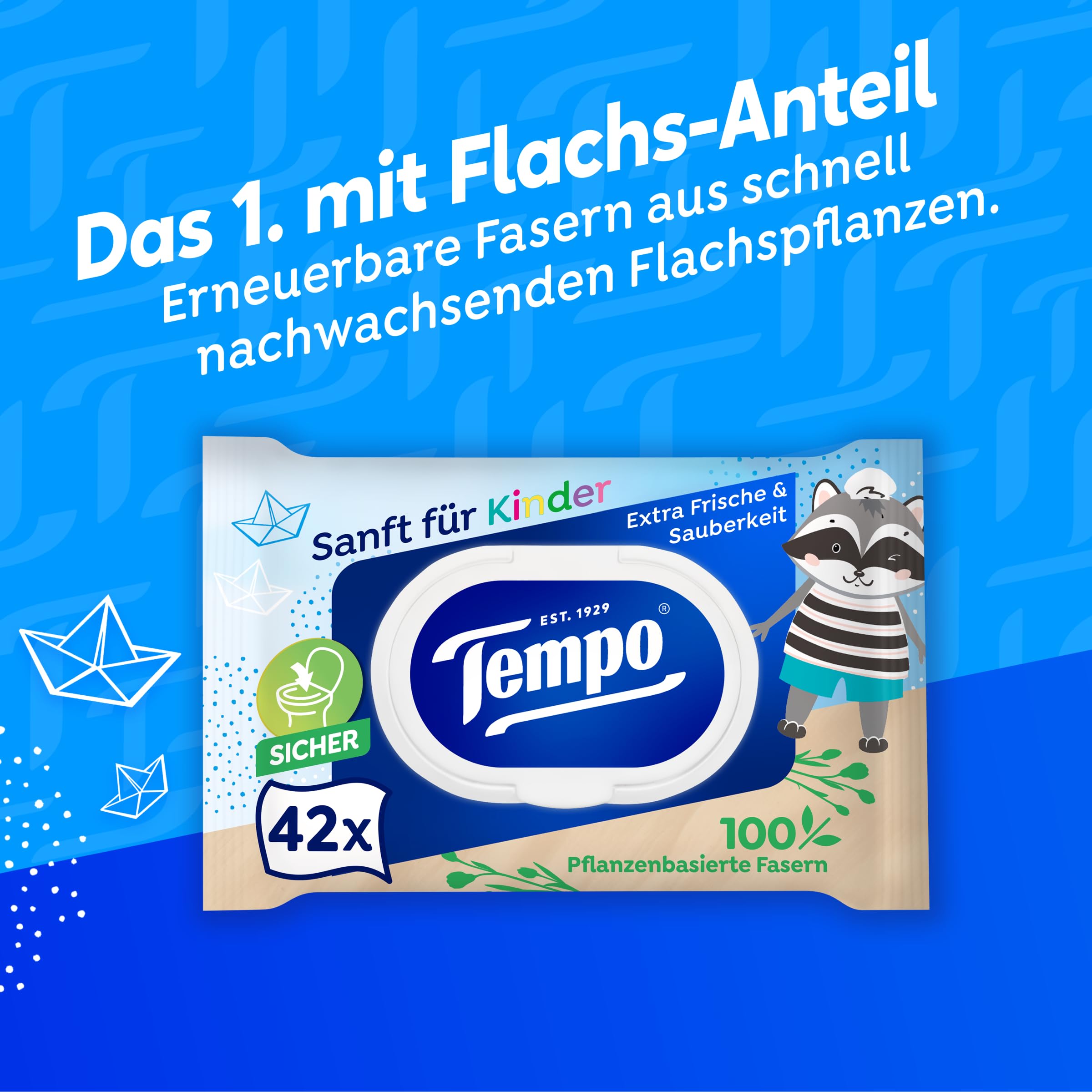 Tempo Toilettenpapier feucht für Kinder, Megapack, Designedition, 16 Packungen, 42 Tücher