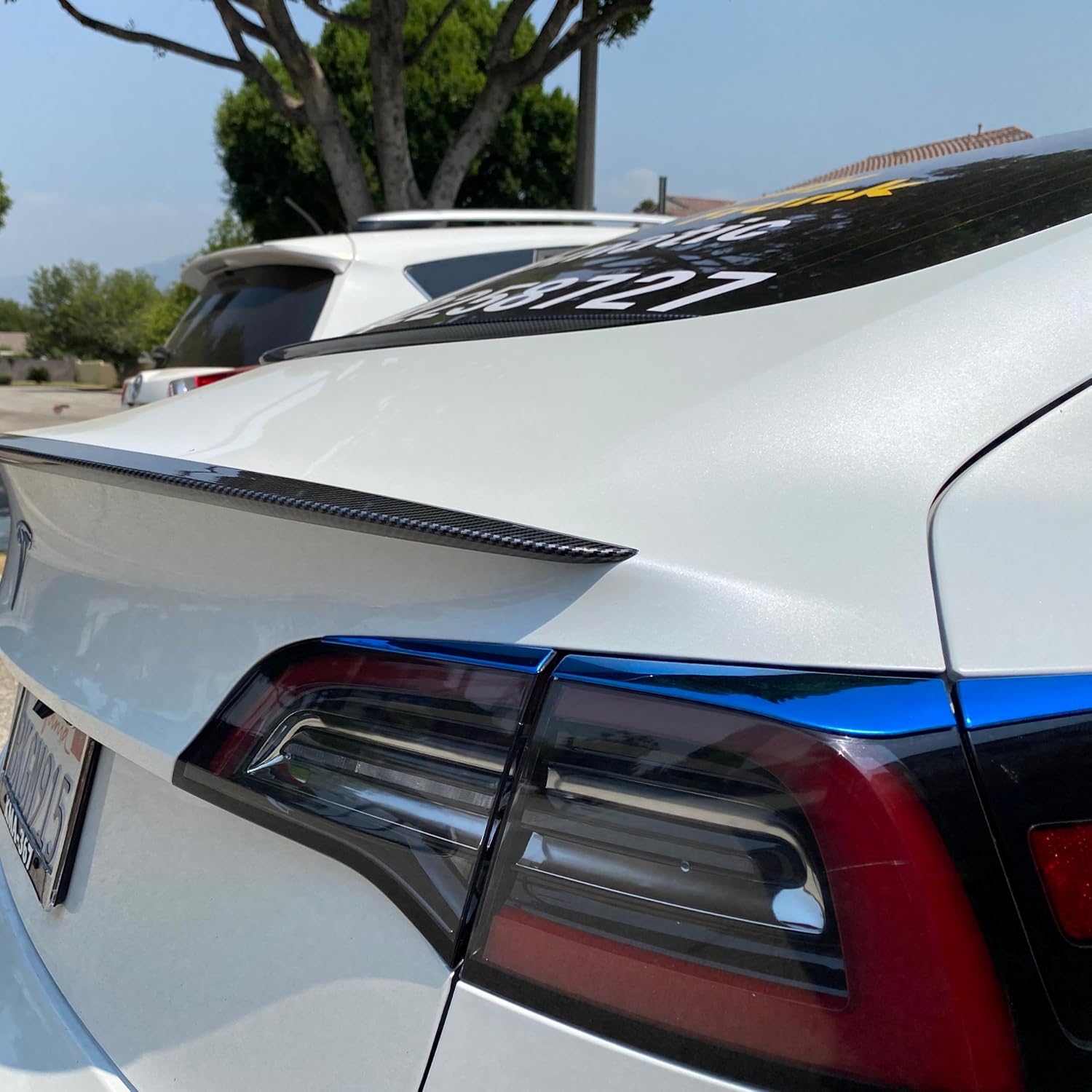 Tesla Model 3 Rear Trunk Spoiler Peroformance Rear Trunk Lid Spoiler Wing Fit Factory Exterior Accessory (ABS Glossy Carbon Fiber Finish)